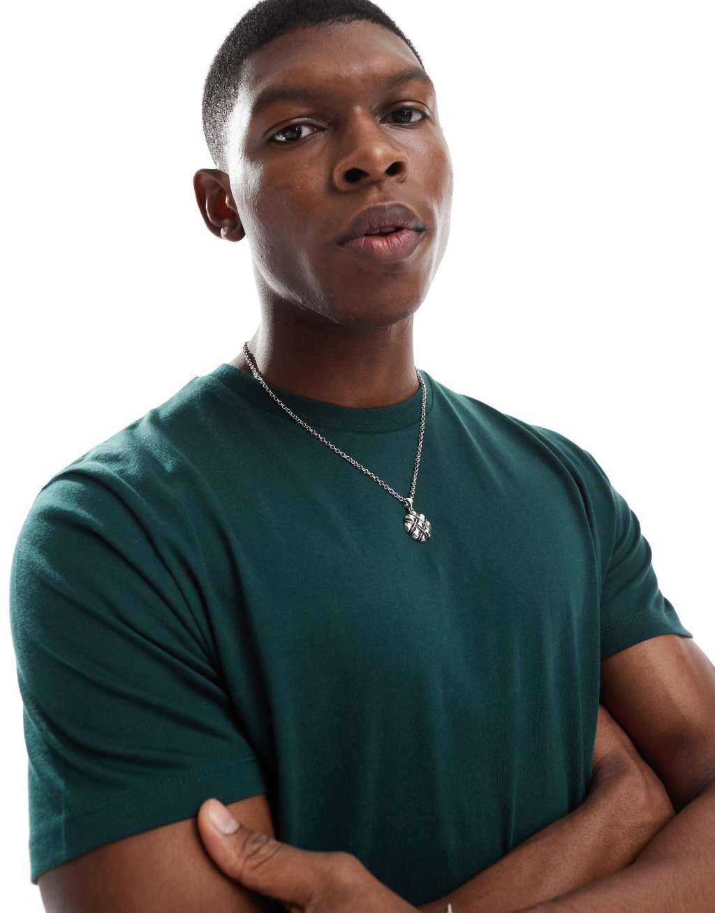 ASOS DESIGN essential crew neck t-shirt in dark green Product Image