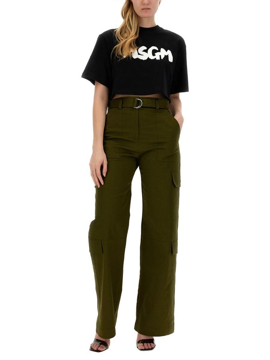 MSGM T-shirt With Brushed Logo In Black Product Image