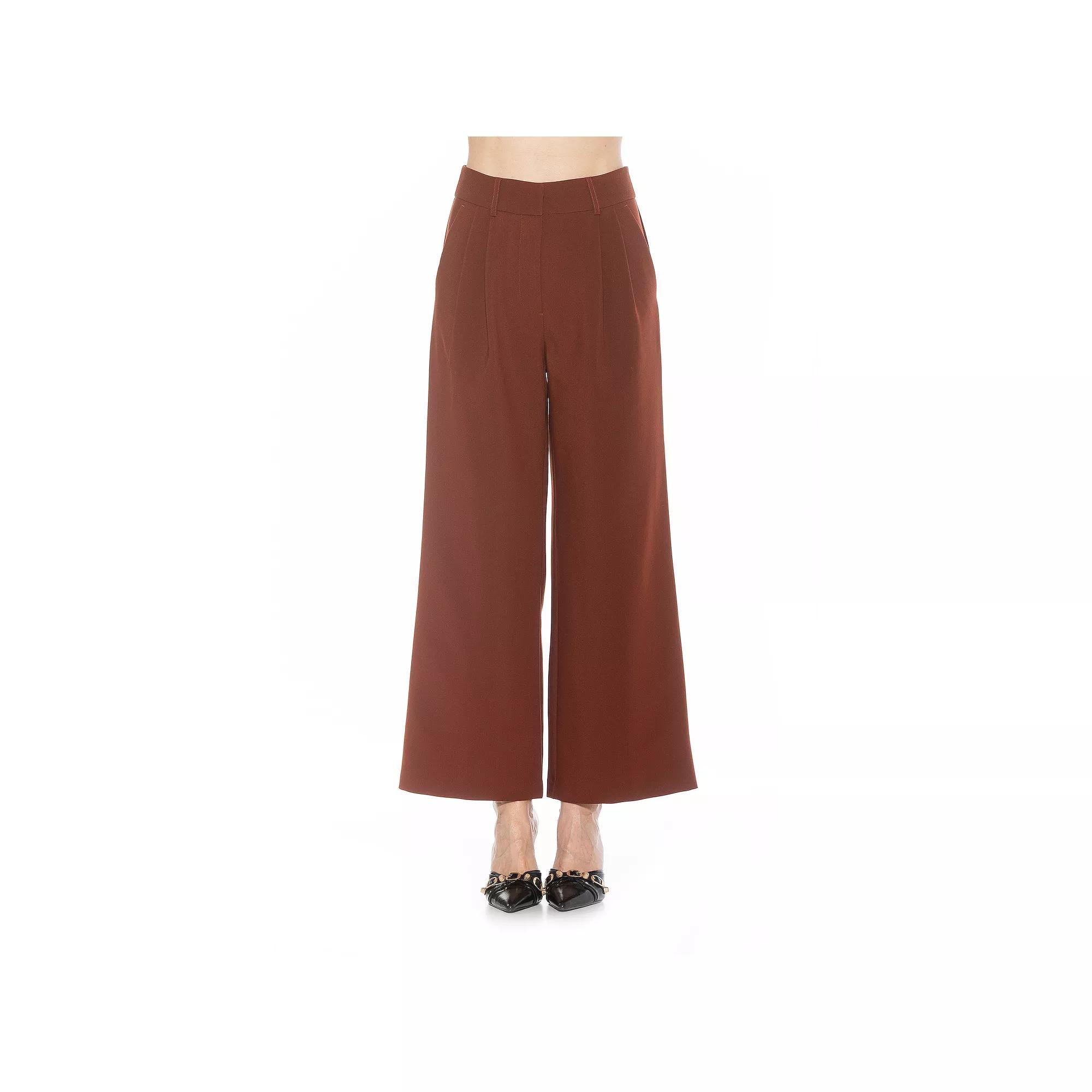 Women's ALEXIA ADMOR Elodie Belted Front Zip Wide Leg Pant, Size: 12, Black Product Image