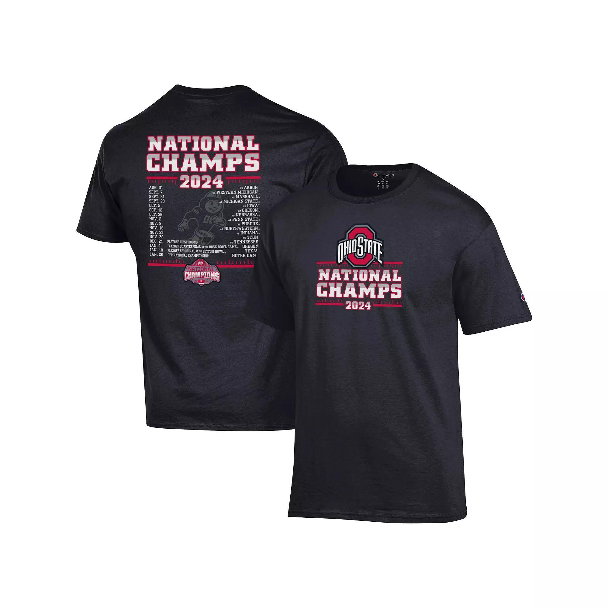 Mens Champion Ohio State Buckeyes College Football Playoff 2024 National Champions Schedule T-Shirt Product Image