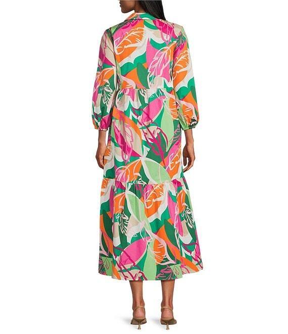 Leslie Fay 3/4 Sleeve Floral Print Shirt Midi Dress Product Image