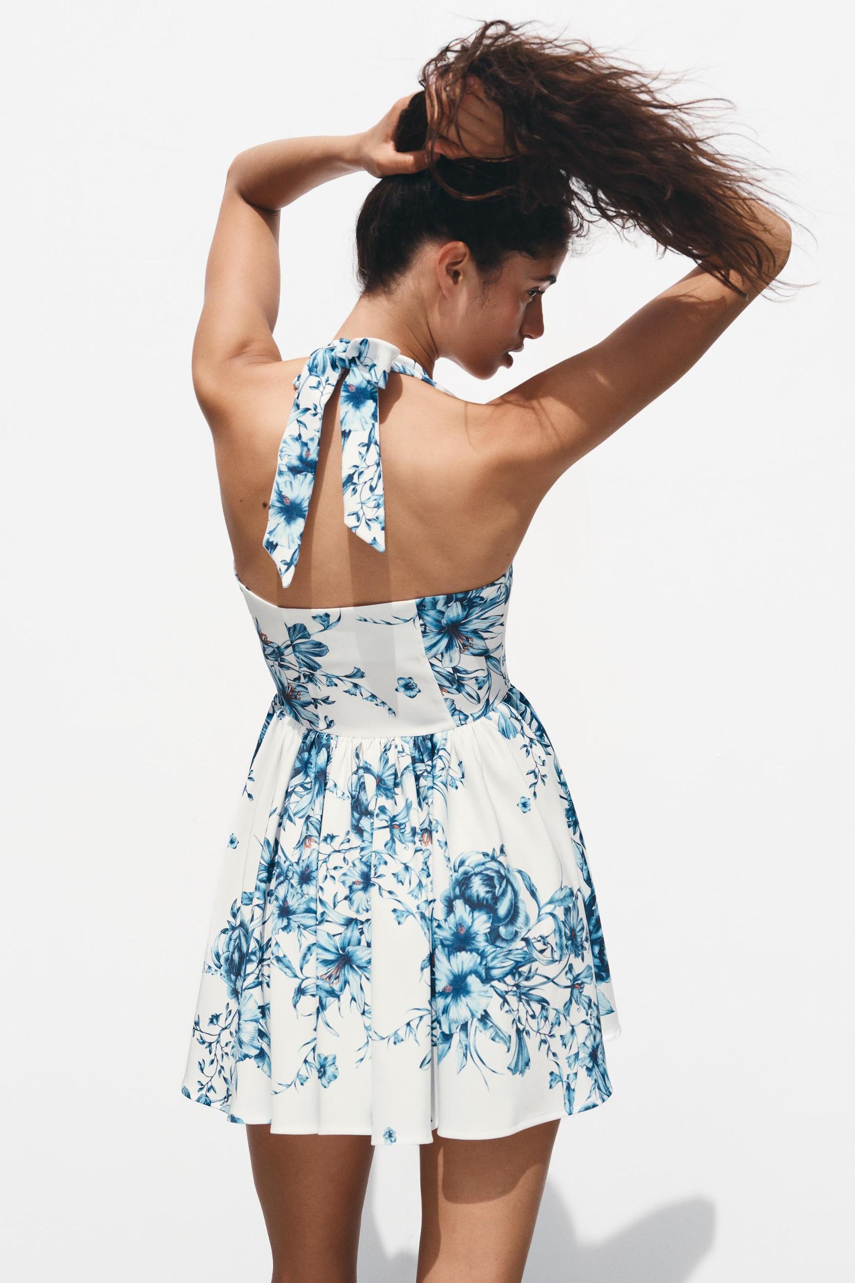 FLORAL HALTER DRESS Product Image