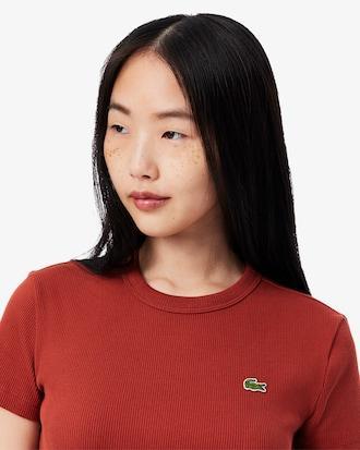 Slim Fit Ribbed Cotton T-shirt Product Image