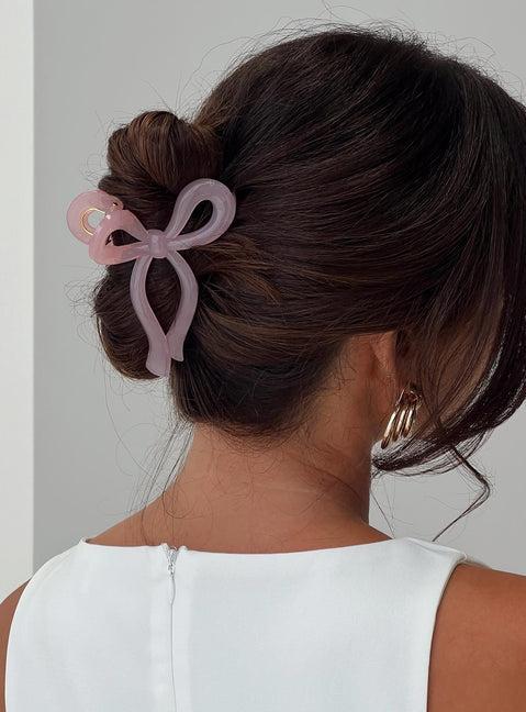 With A Bow Hair Clip Pink Product Image