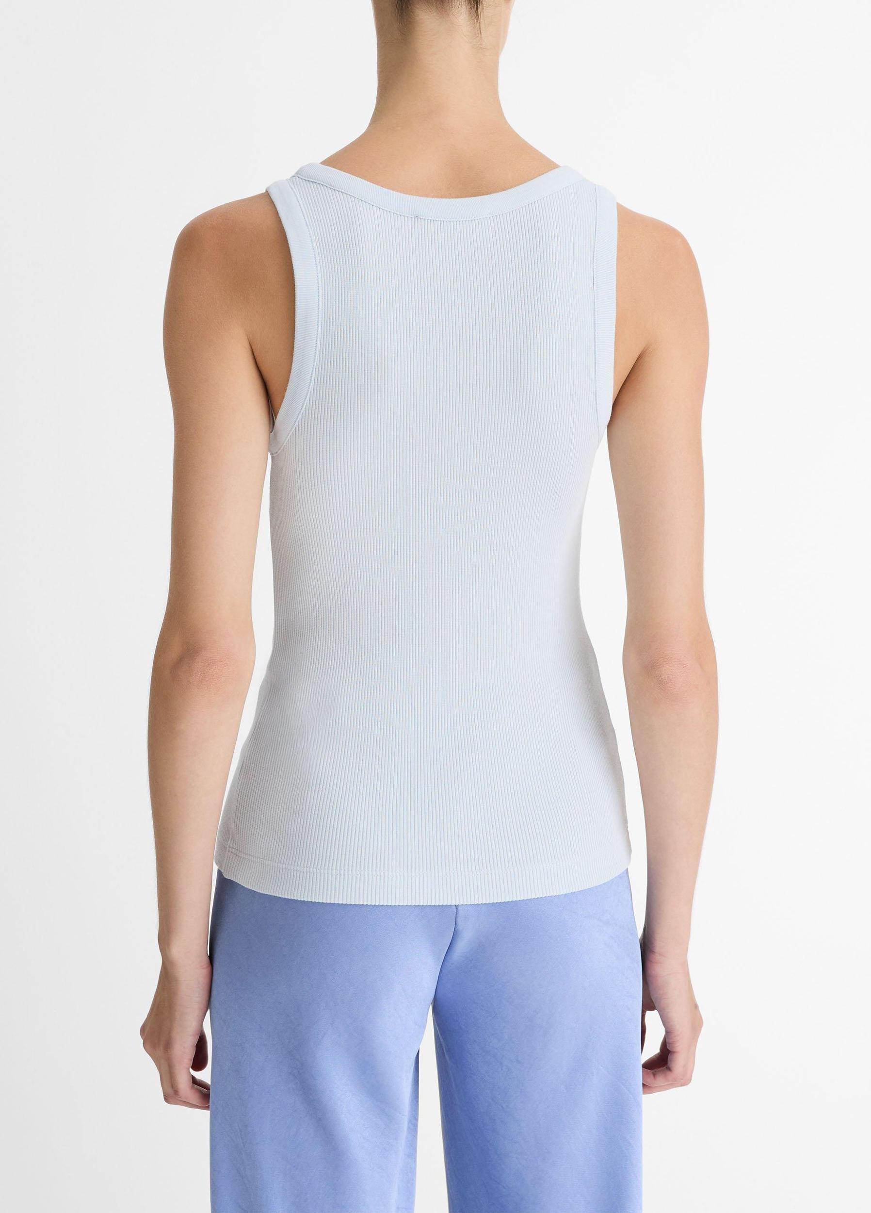 Womens Ribbed Scoop-Neck Tank, Coastal Blue, Size L Vince Product Image