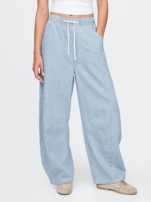 Mid Rise UltraSoft Denim Stripe Easy Horseshoe Jeans Product Image