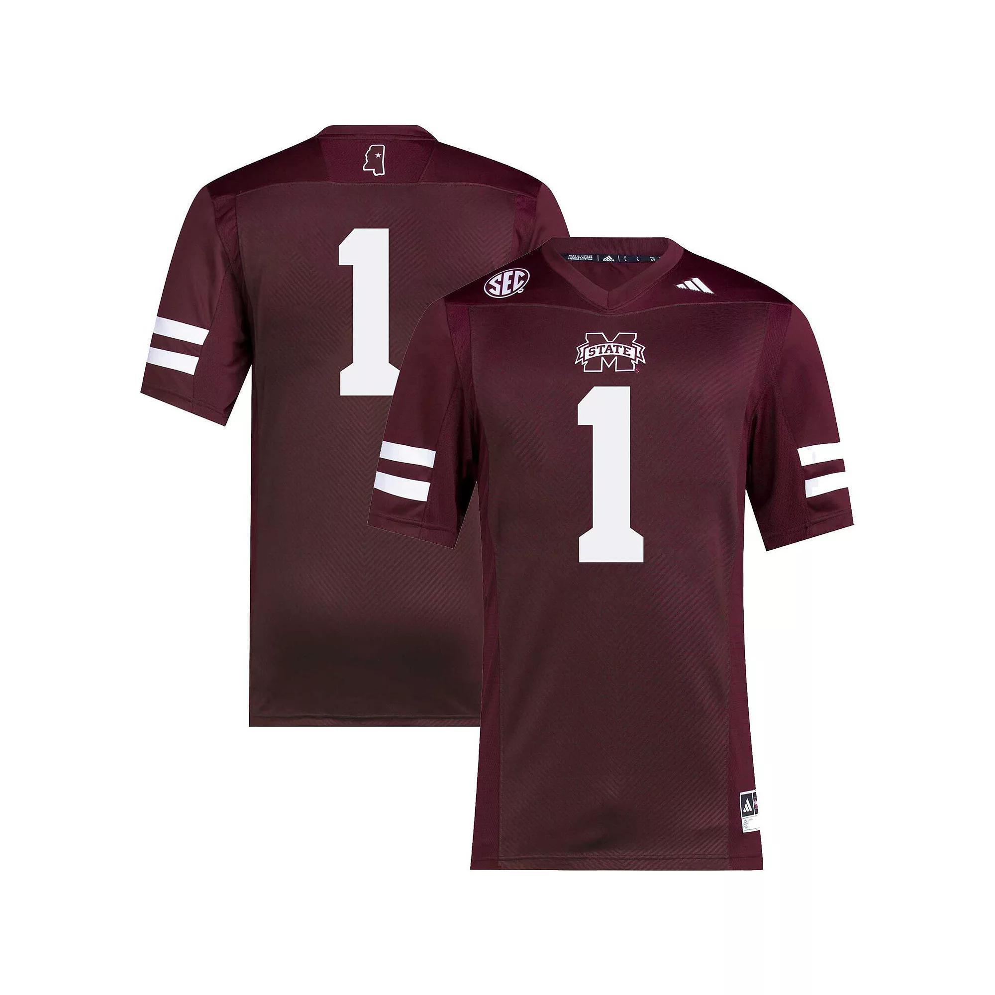 Men's adidas #1 Maroon Mississippi State Bulldogs Premier Football Jersey, Size: 2XL, Mst Red Product Image