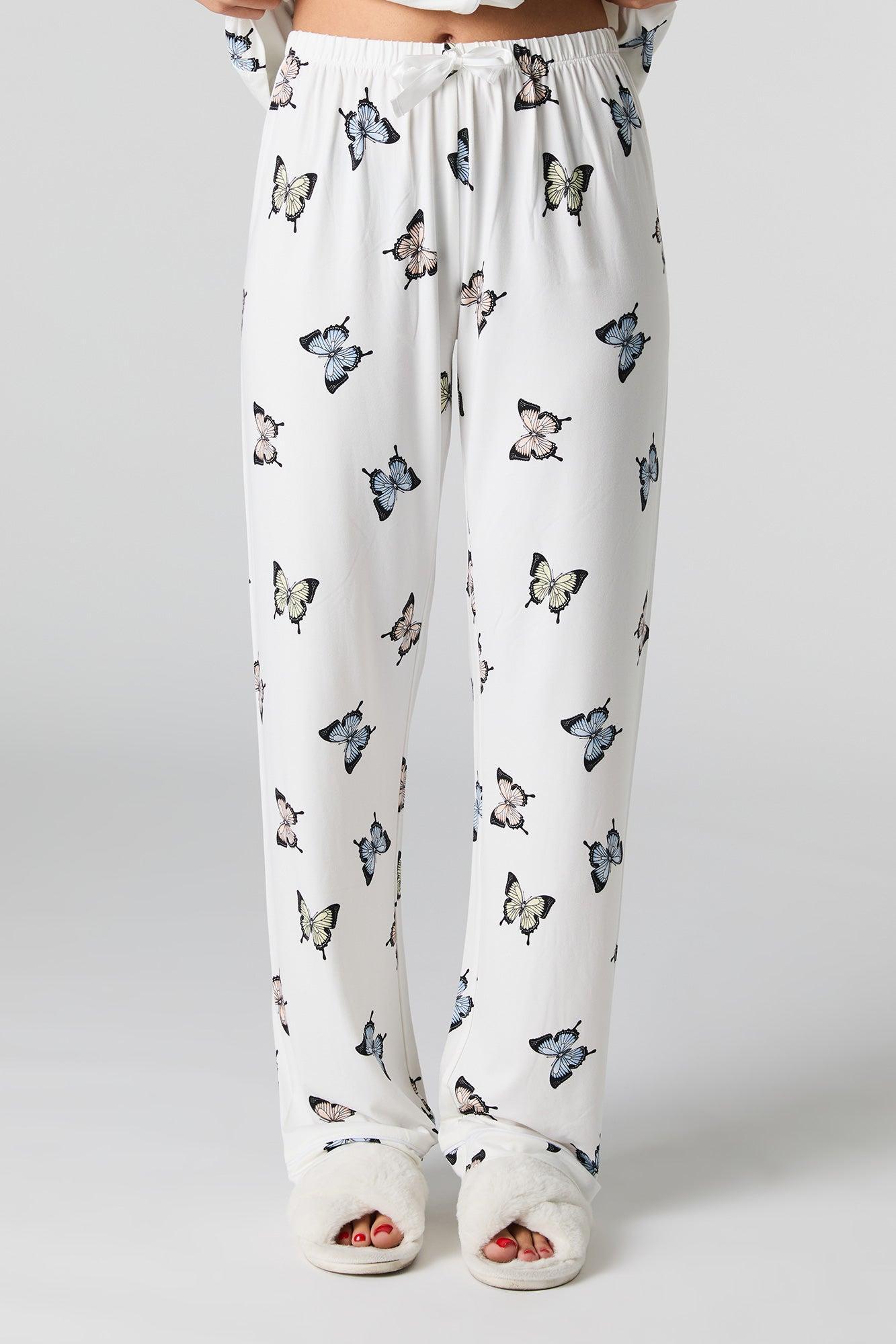 Collared Button-Up Top & Pant 2 Piece Pajama Set Female Product Image