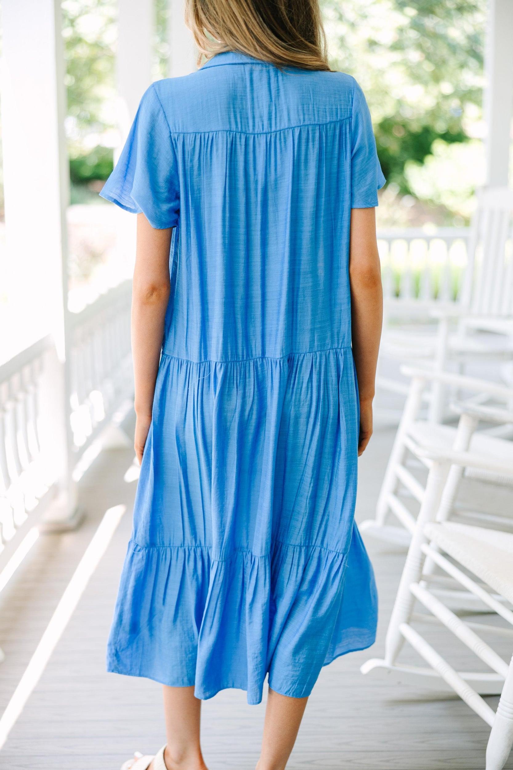 Feel Your Best Crystal Blue Tiered Midi Dress Female Product Image