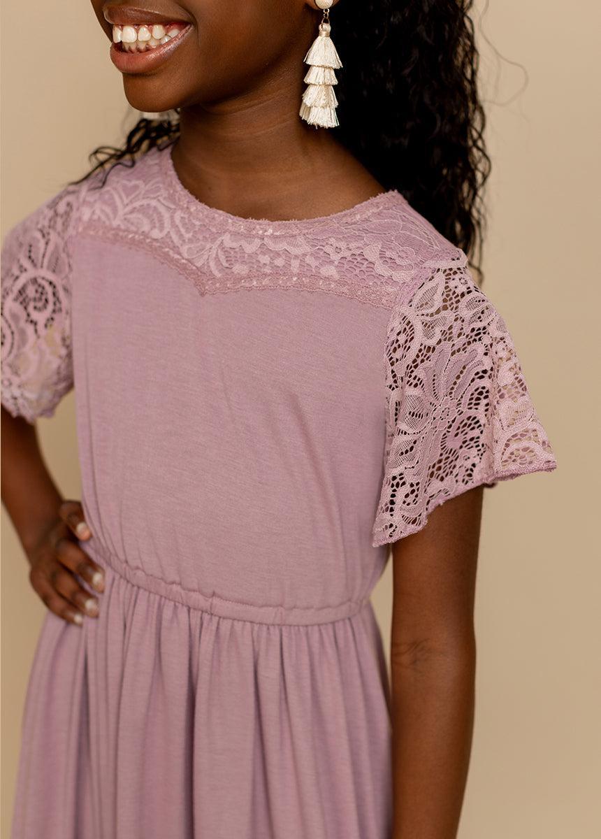 Nemia Dress in Dusty Mauve Girls Product Image