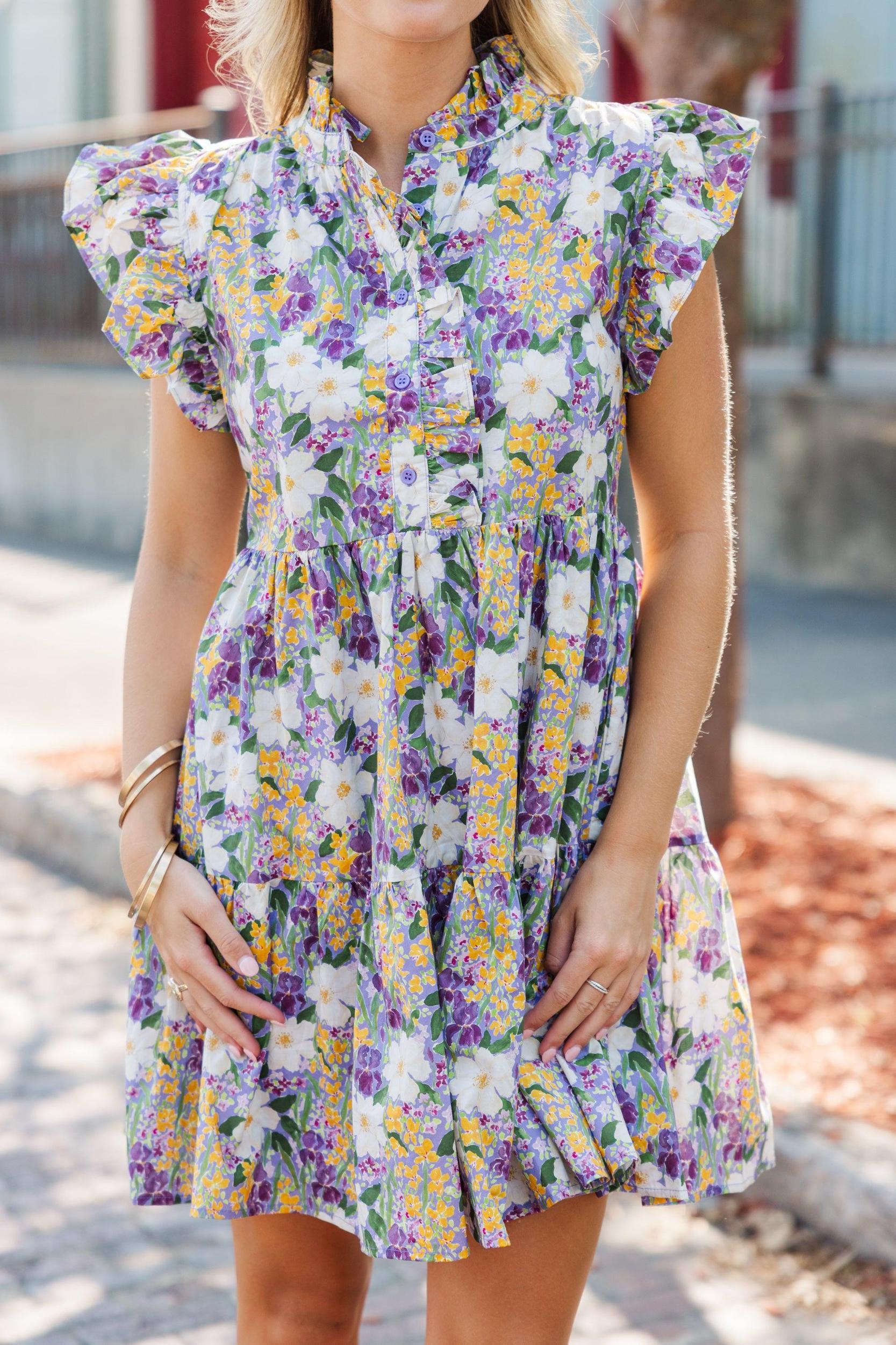 Join The Conversation Lilac Purple Floral Dress Female Product Image