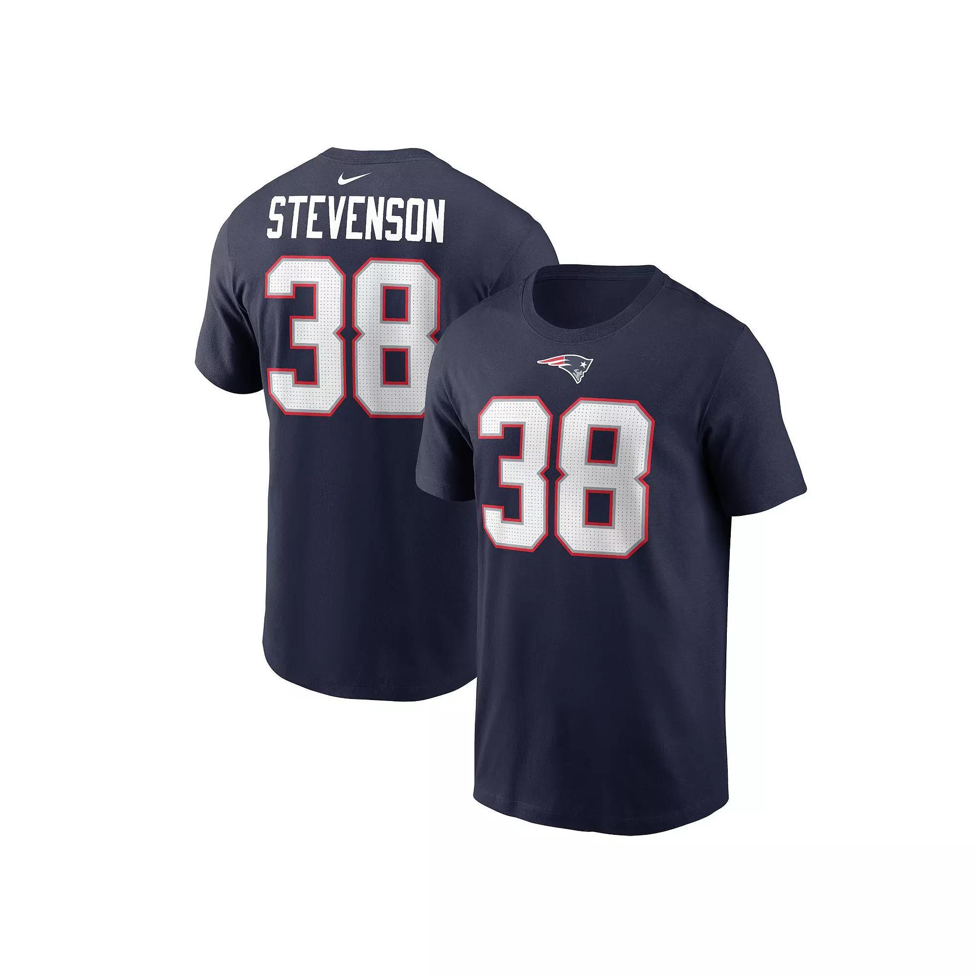 Men's Nike Rhamondre Stevenson Navy New England Patriots Player Name & Number T-Shirt, Size: Medium, Blue Product Image