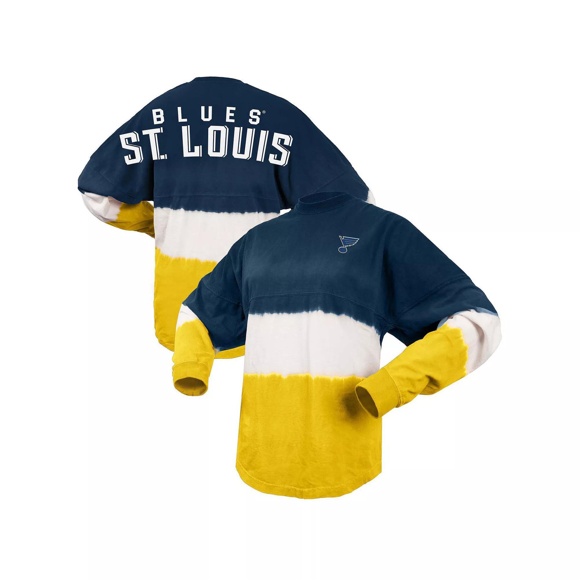 Women's Spirit Jersey Navy/Gold St. Louis Blues Ombre Long Sleeve T-Shirt, Size: Large Product Image