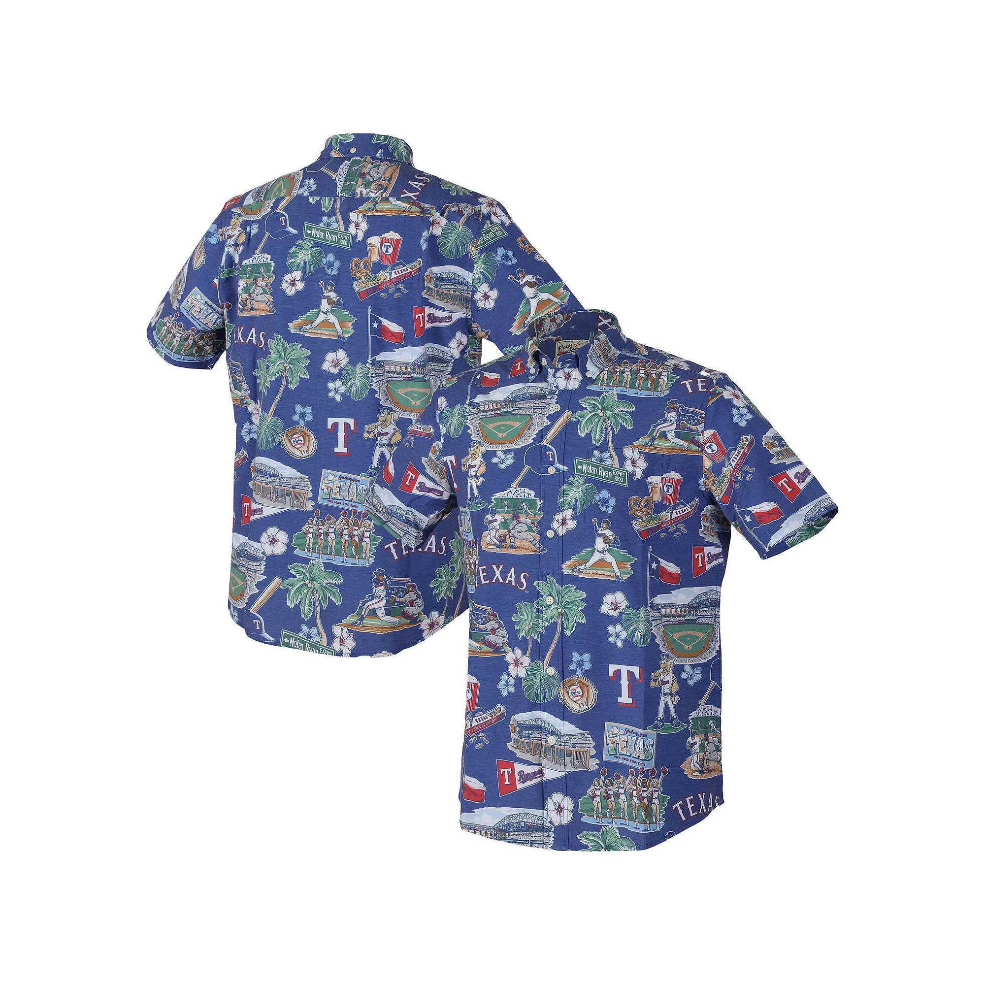 Men's Reyn Spooner  Royal Texas Rangers Scenic Tri-Blend Performance Button-Up Top, Size: 3XL, Blue Product Image