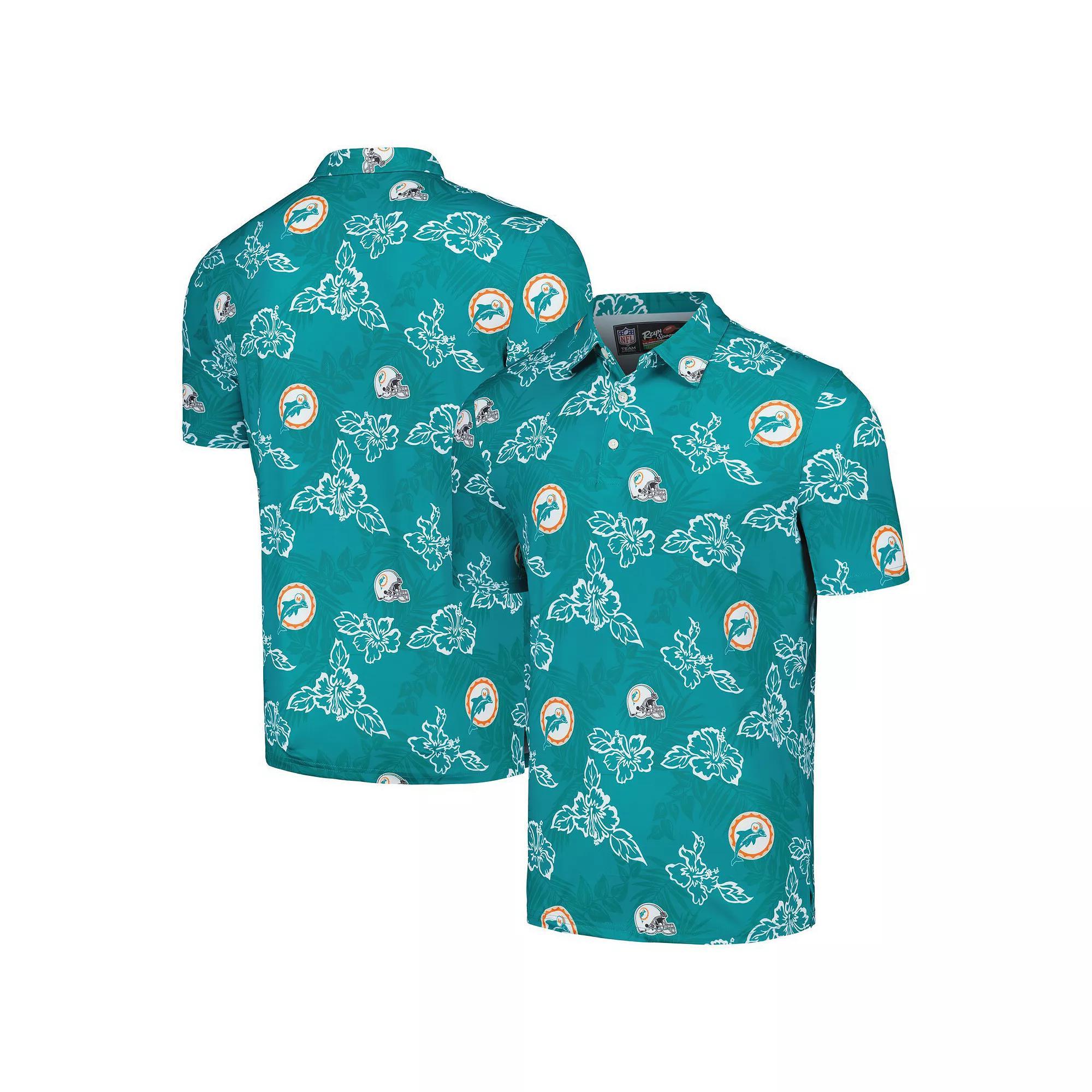 Men's Reyn Spooner Aqua Miami Dolphins Throwback Pua Performance Polo, Size: XL, Turquoise A Product Image