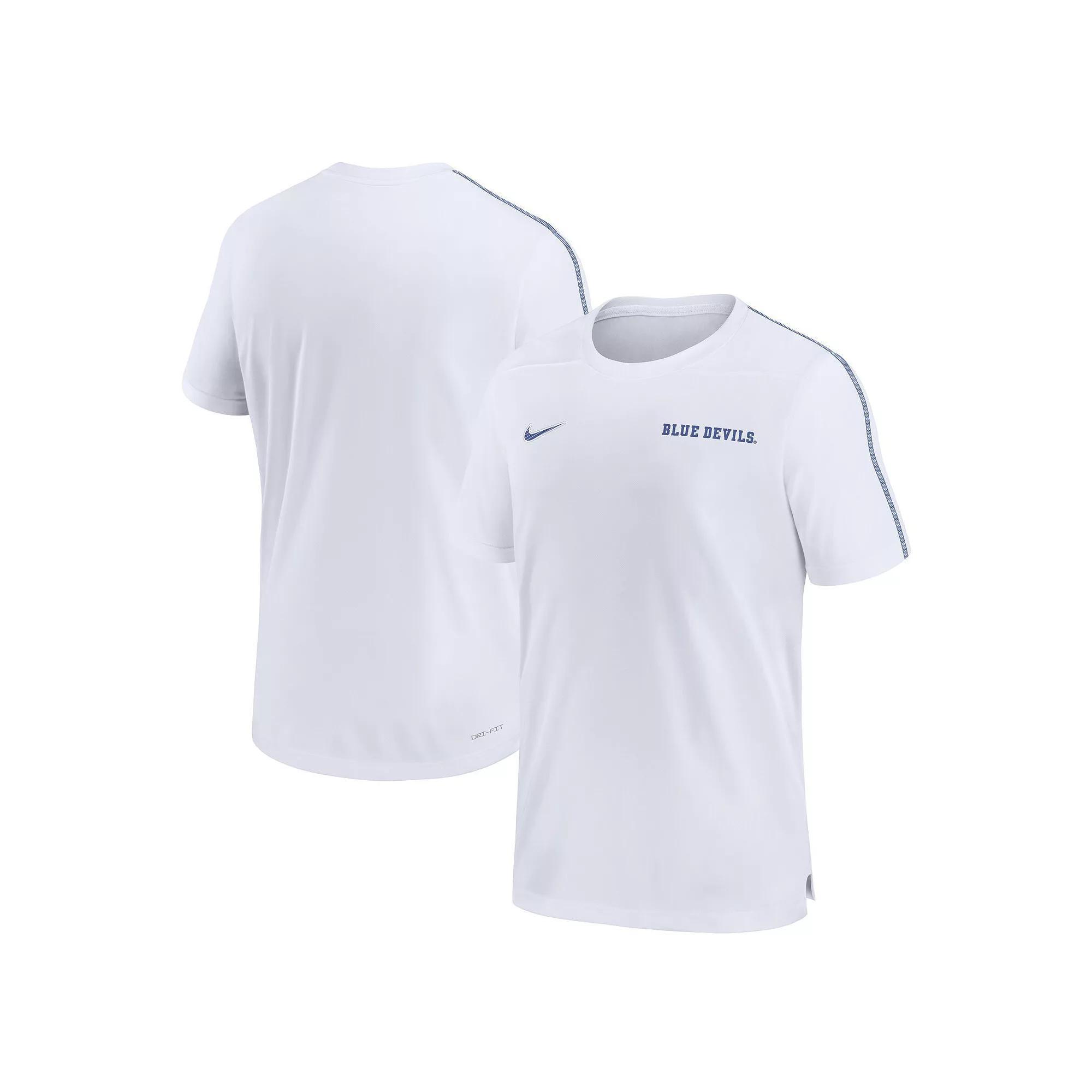 Men's Nike White Duke Blue Devils 2024 Sideline Coach Performance Top, Size: XL Product Image