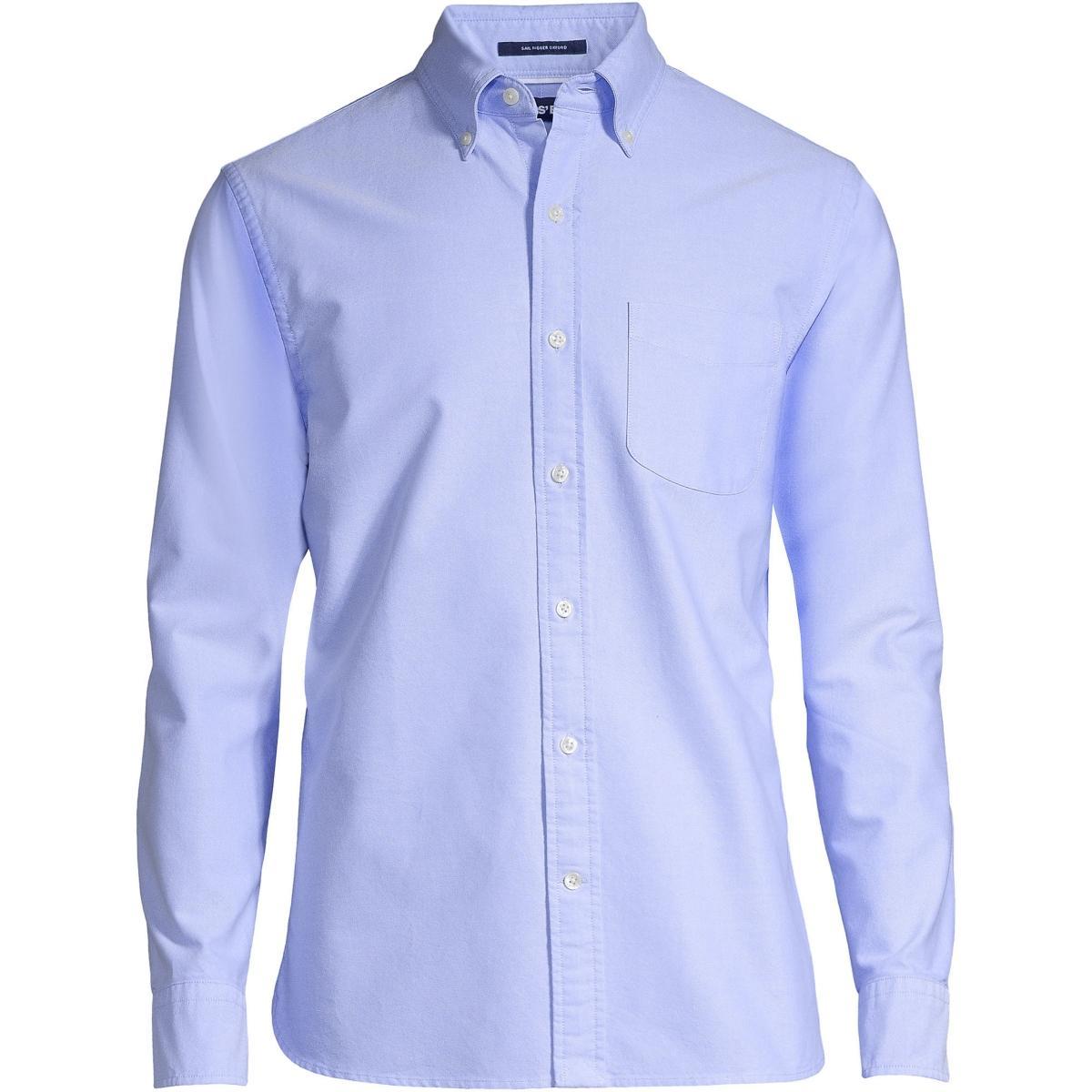 Men's Lands' End Tailored-Fit Sail Rigger Oxford Shirt, Size: Medium, White Product Image