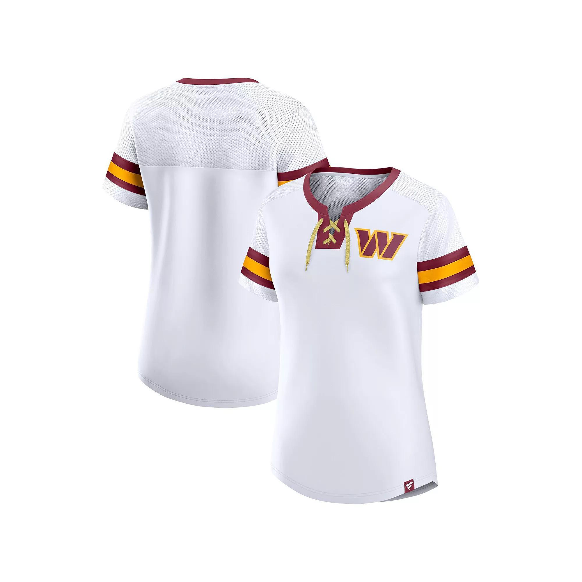 Women's Fanatics Branded White Cleveland Browns Gridiron Classics Sunday Best Lace-Up T-Shirt, Size: Large Product Image
