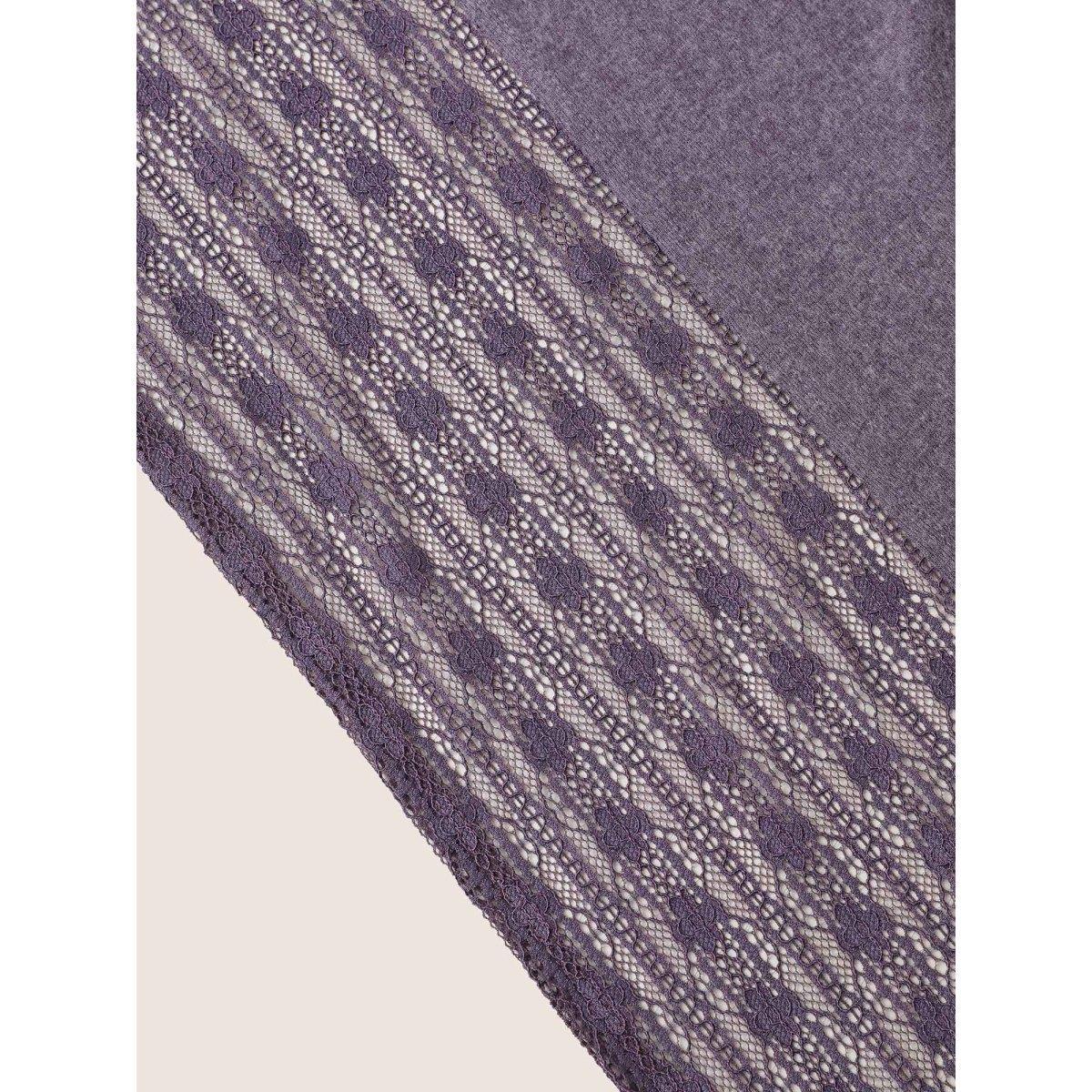Plus Size Lace Panel Roll Tab Sleeve Open Front Kimono Women Mauve Elegant Woven ribbon&lace trim Everyday Kimonos BloomChic 28/5X Product Image
