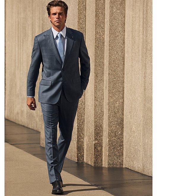 Hart Schaffner Marx New York Modern Fit Flat Front Plaid Print 2-Piece Suit Product Image