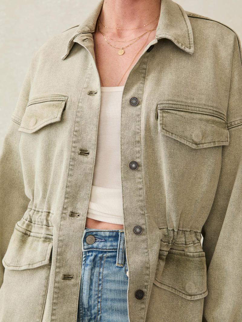 Sunwashed Denim Utility Jacket - Olive Haze Wash Product Image
