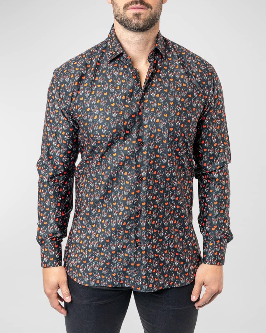 Mens Fibonacci Skull Heart Dress Shirt Product Image