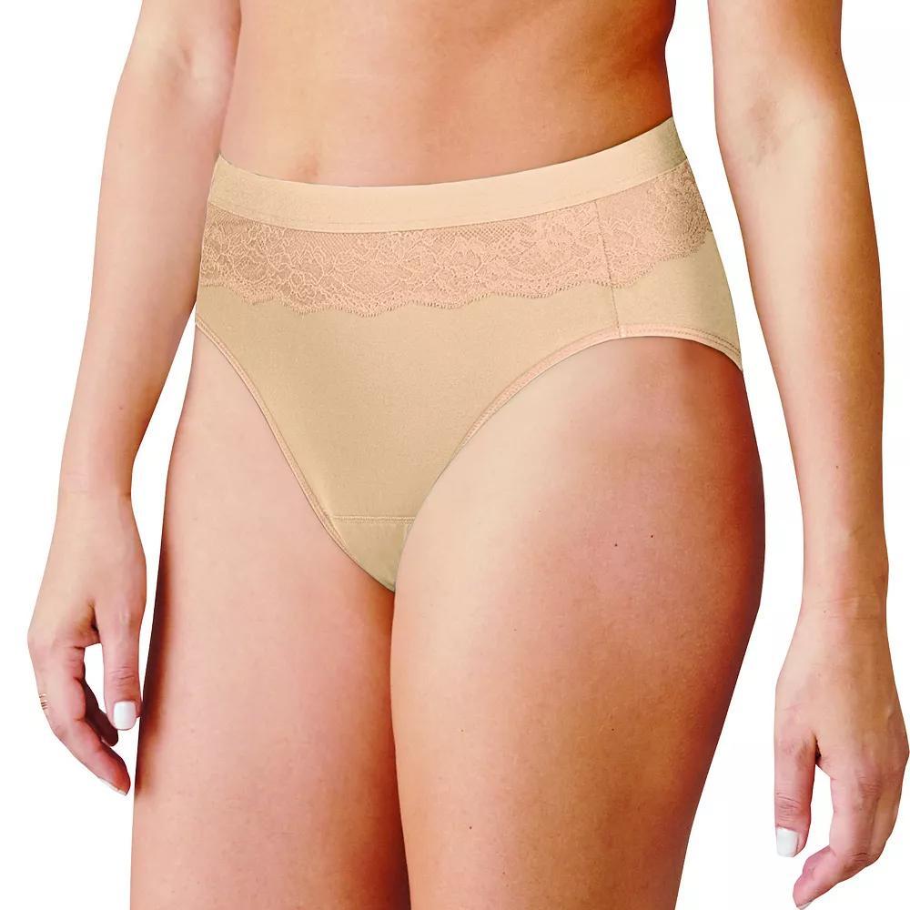 Women's Bali® Beautifully Confident Hi-Cut Panty with Leak Protection Liner DFLLH1, Size: 7, Black Product Image