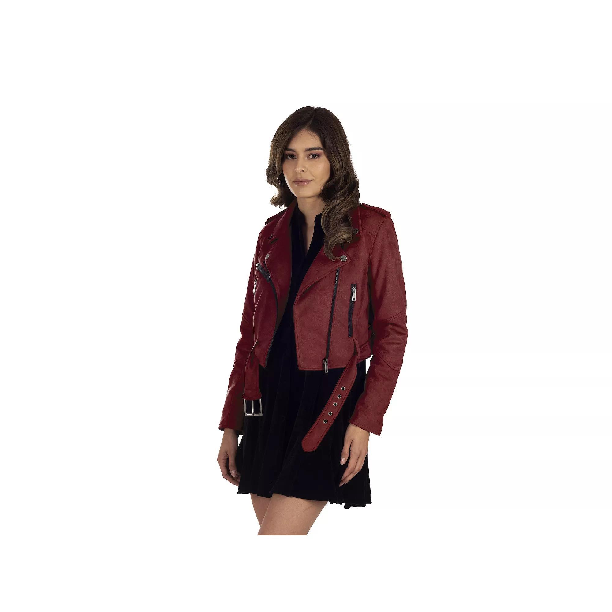 Women's Lee® Faux-Suede Biker Jacket, Size: Small, Red Product Image