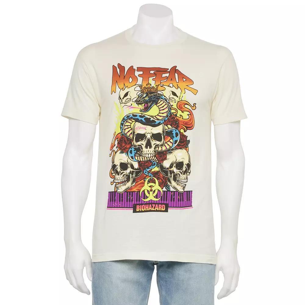 Men's No Fear Skulls, Snakes & Flames Oversized Graphic Tee, Size: XXL, Tofu Product Image