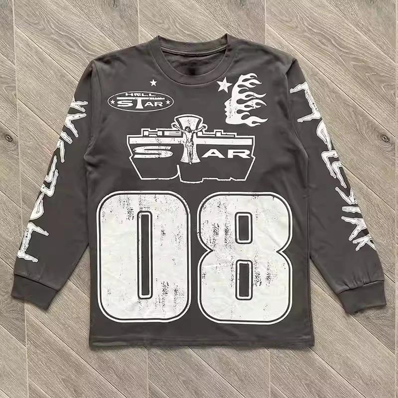 Y2k Hellstar Number 08 Graphic Long Sleeve T-Shirt Product Image