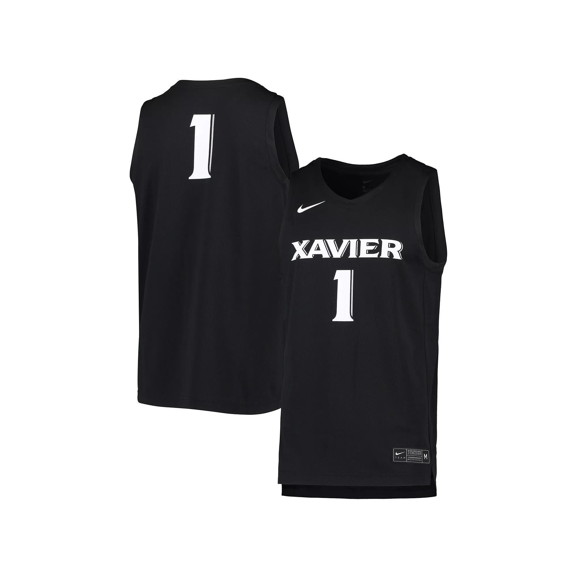 Men's Nike #1 Black Xavier Musketeers Team Replica Basketball Jersey, Size: XL, Xav Black Product Image