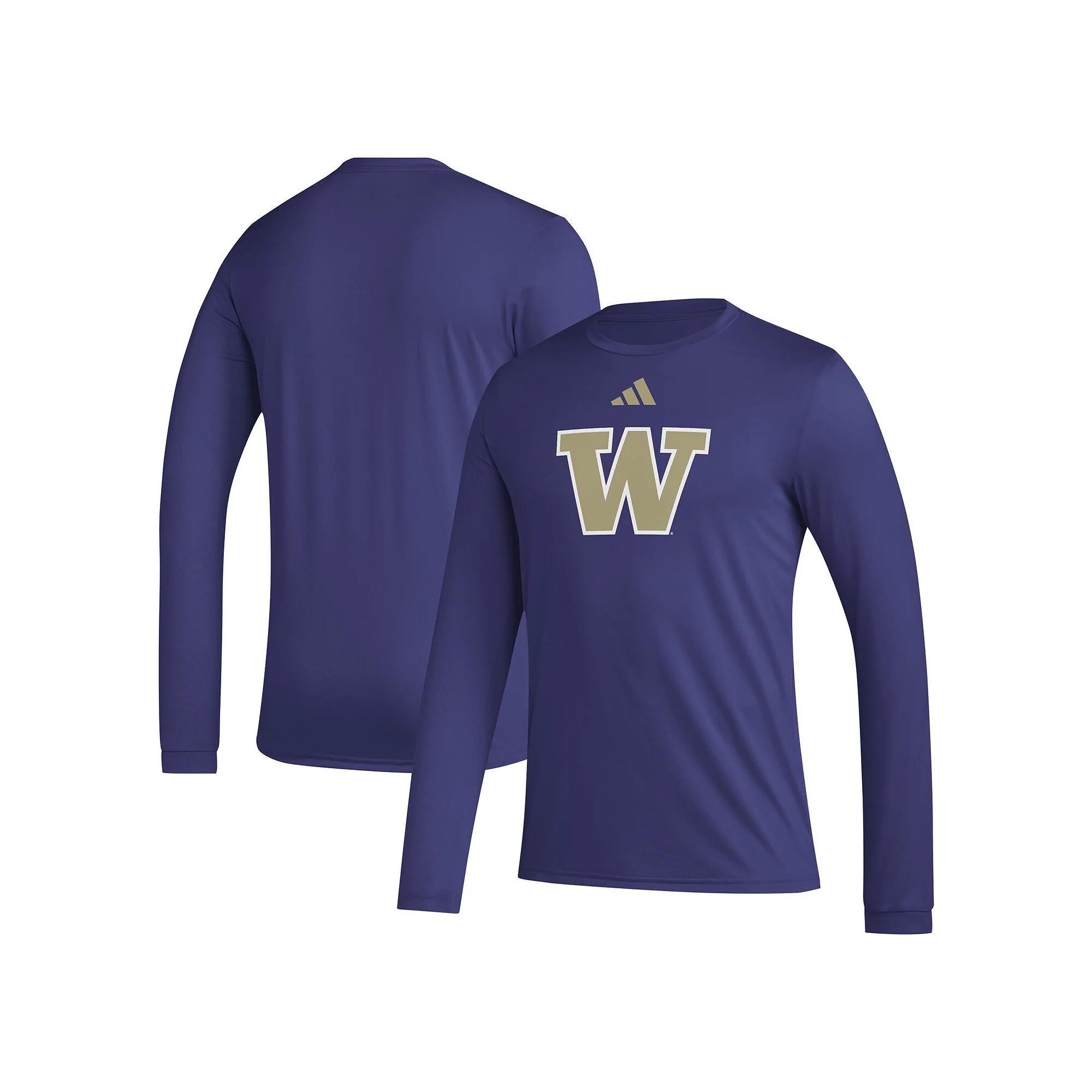 Men's adidas Purple Washington Huskies Primary Locker Logo Pre-Game Long Sleeve T-Shirt, Size: XL Product Image
