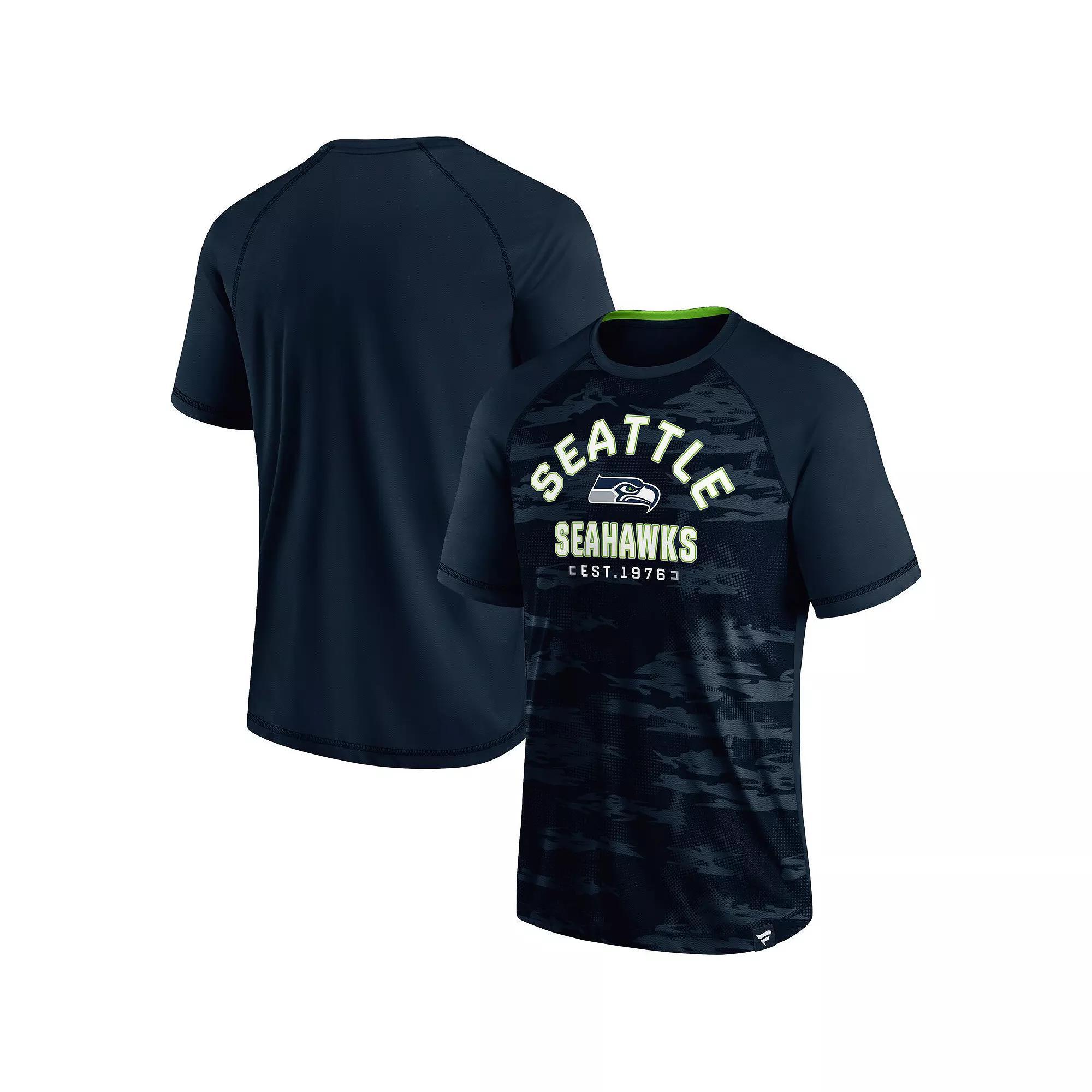 Men's Fanatics Branded Navy Seattle Seahawks Hail Mary Raglan T-Shirt, Size: Small, Blue Product Image