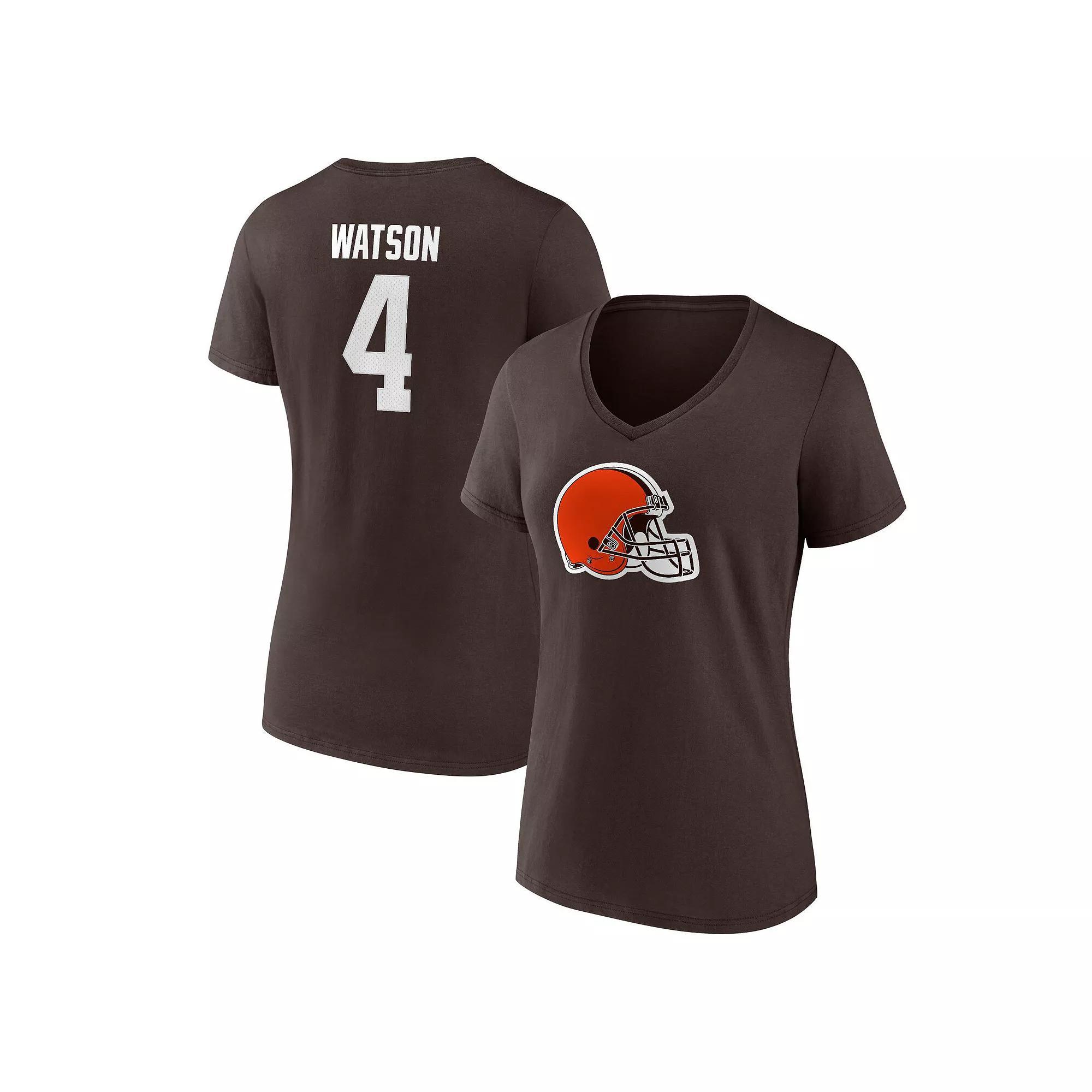 Women's Fanatics Branded Deshaun Watson Brown Cleveland Browns Player Icon Name & Number V-Neck T-Shirt, Size: 2XL Product Image