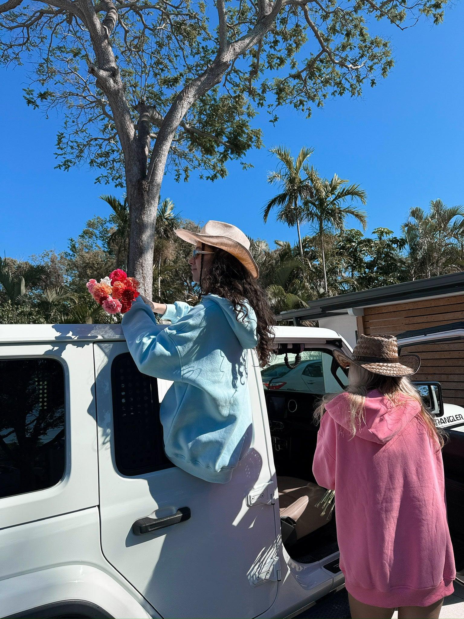 Hibiscus Pink Sunkissedcoconut Logo Embroider Hoodie Girls Product Image