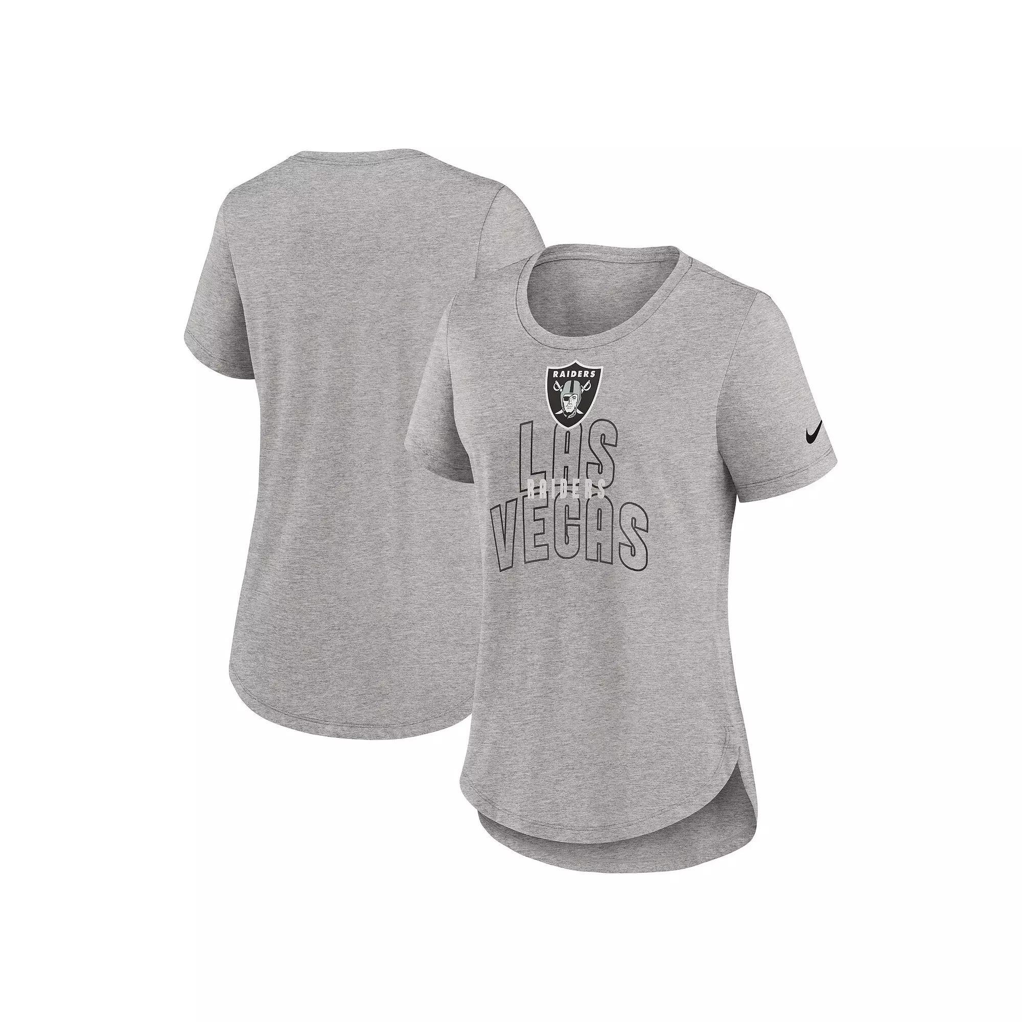 Women's Nike Heather Gray Las Vegas Raiders Fashion Tri-Blend T-Shirt, Size: Small, Lvr Grey Product Image