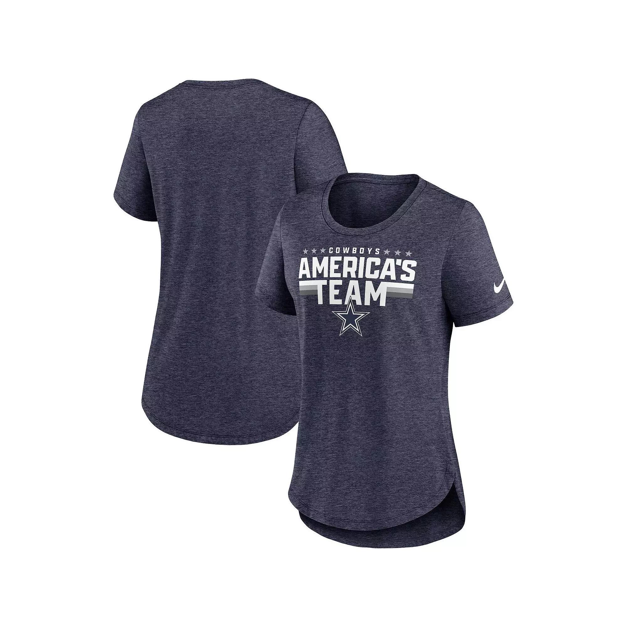 Womens Nike Heather Dallas Cowboys Local Fashion Tri-Blend T-Shirt Blue Product Image