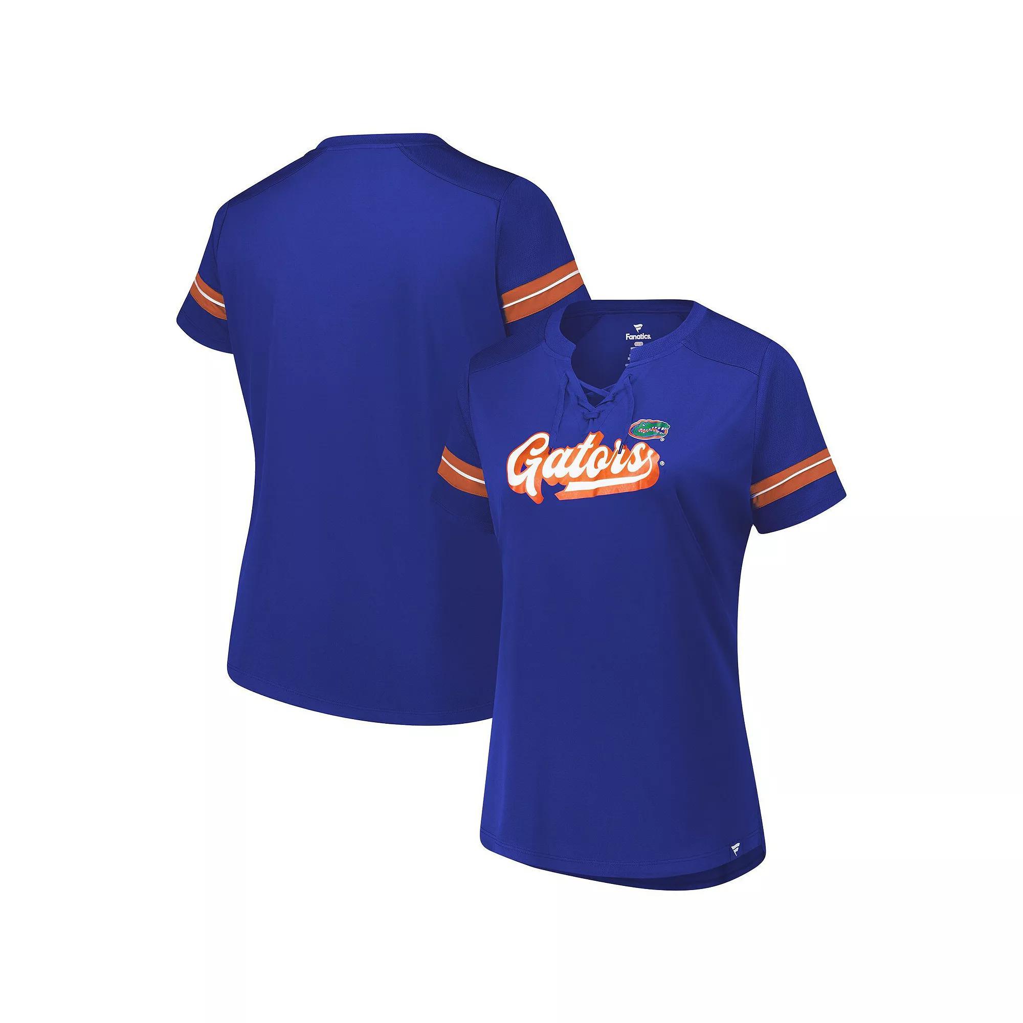 Women's Fanatics Royal Florida Gators Plus Size Overtime Readiness Lace-Up T-Shirt, Size: 2XL, Blue Product Image