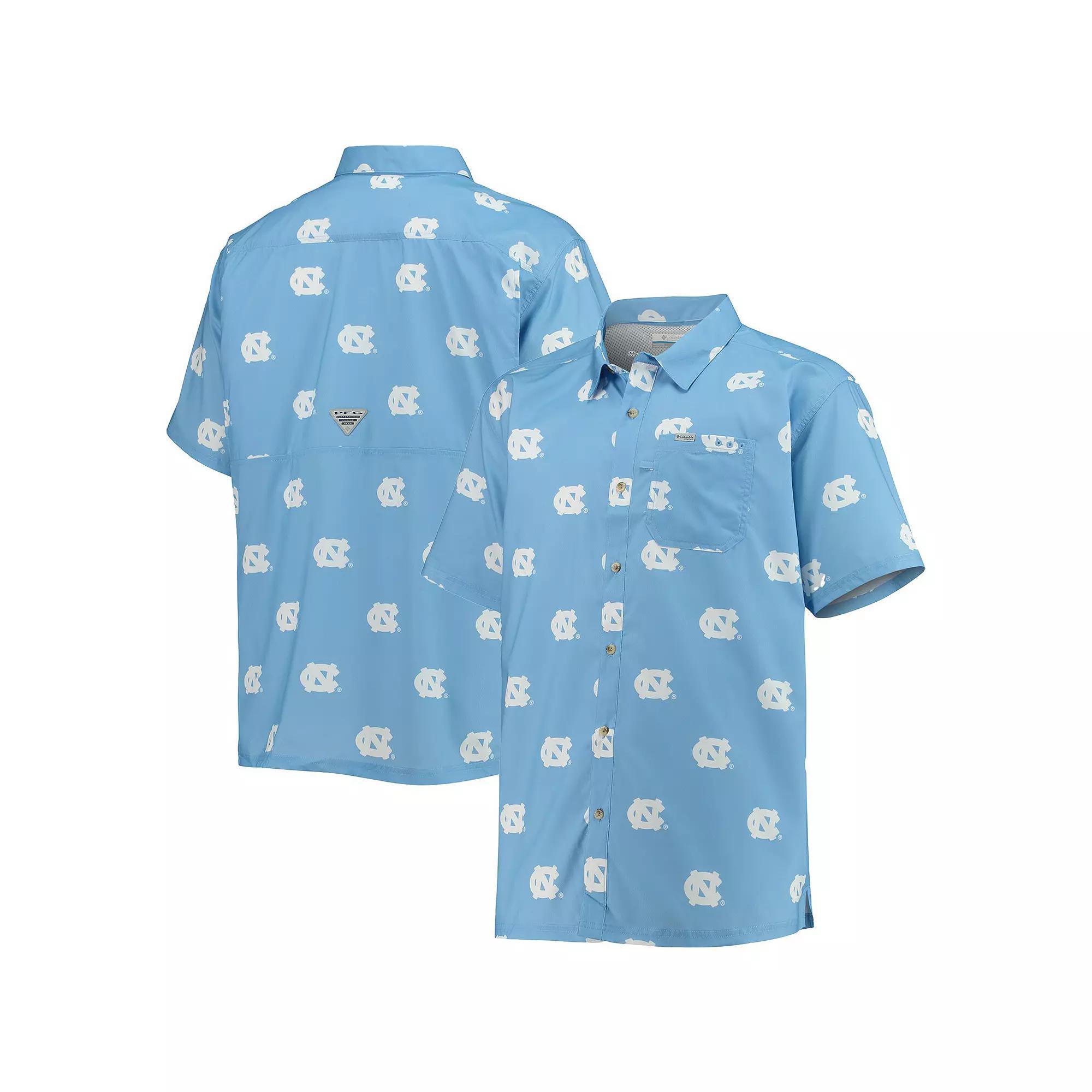 Men's Columbia Carolina Blue North Carolina Tar Heels Super Slack Tide Team Omni-Shade Button-Up Shirt, Size: Large, Light Product Image