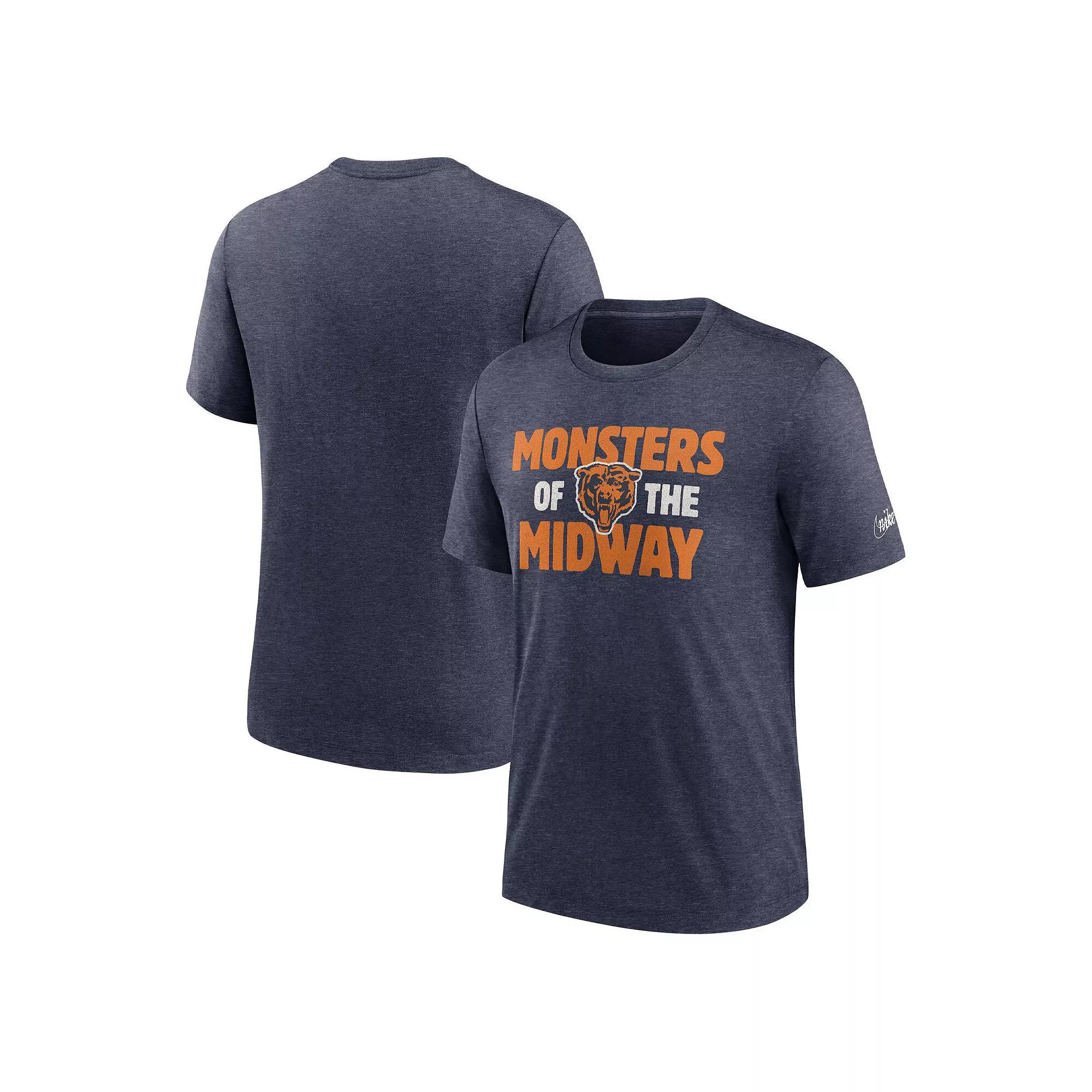Men's Nike Heathered Navy Chicago Bears Local Tri-Blend T-Shirt, Size: Small, Blue Product Image