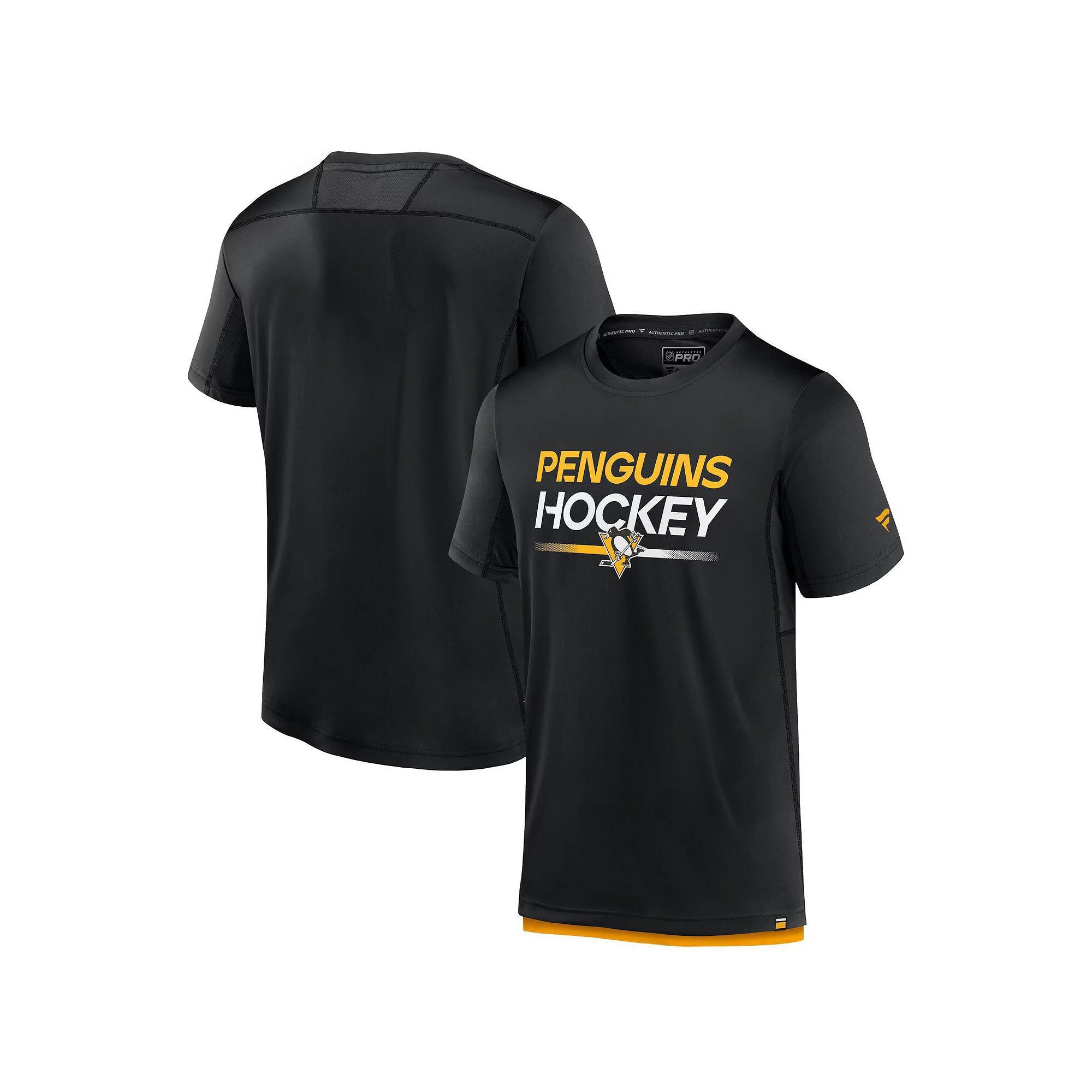 Men's Fanatics Branded  Black Pittsburgh Penguins Authentic Pro Tech T-Shirt, Size: Small Product Image