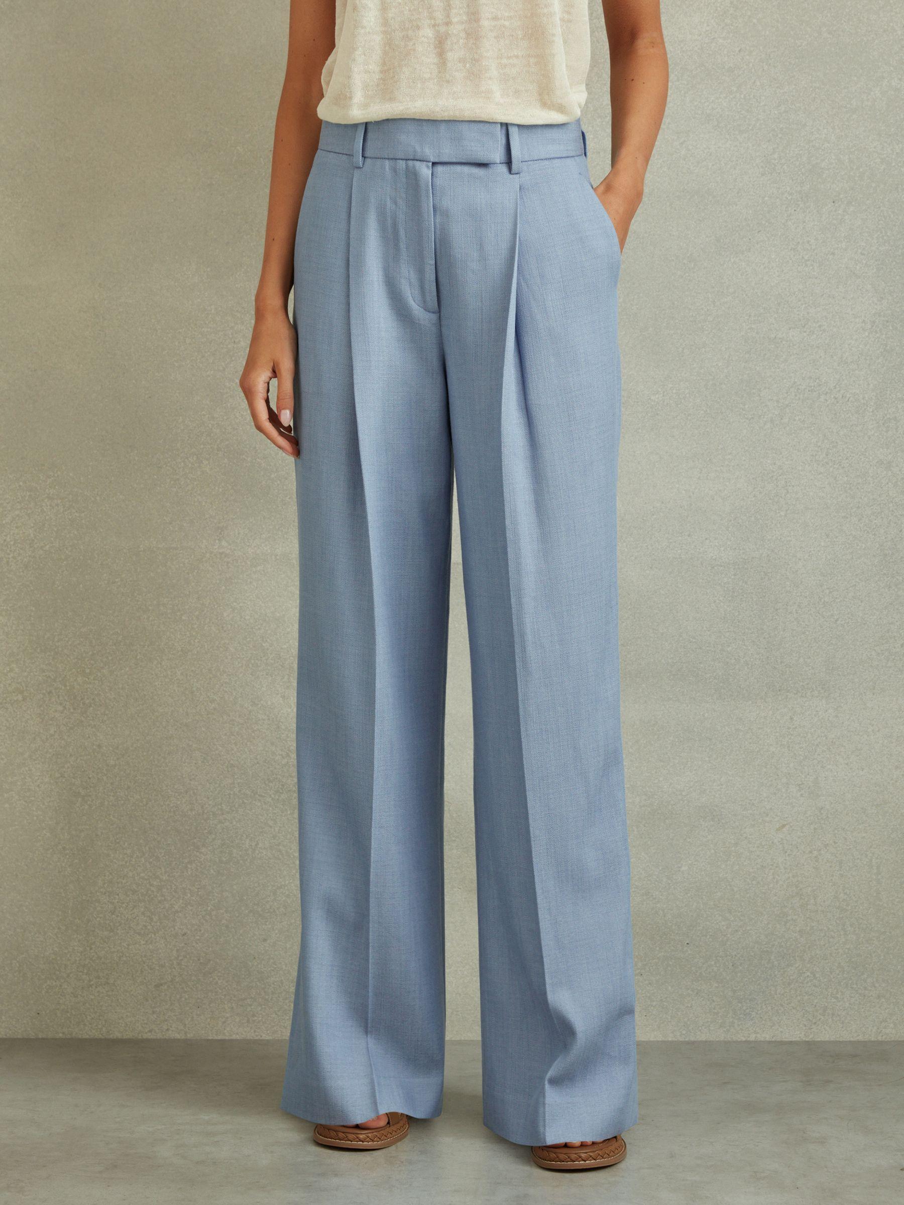 Wide Leg Suit Trousers with TENCEL™ Fibers in Blue Product Image