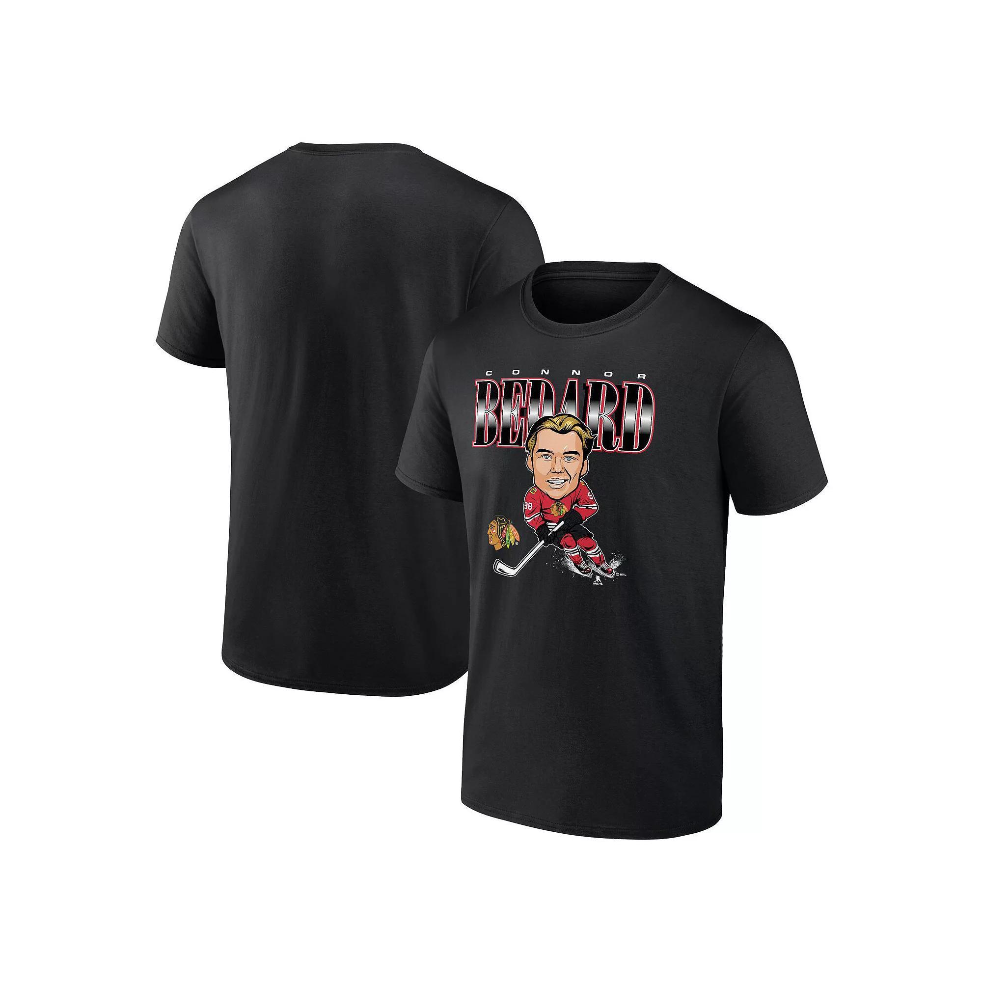 Men's Fanatics Branded Connor Bedard Black Chicago Blackhawks Player Caricature T-Shirt, Size: Large Product Image
