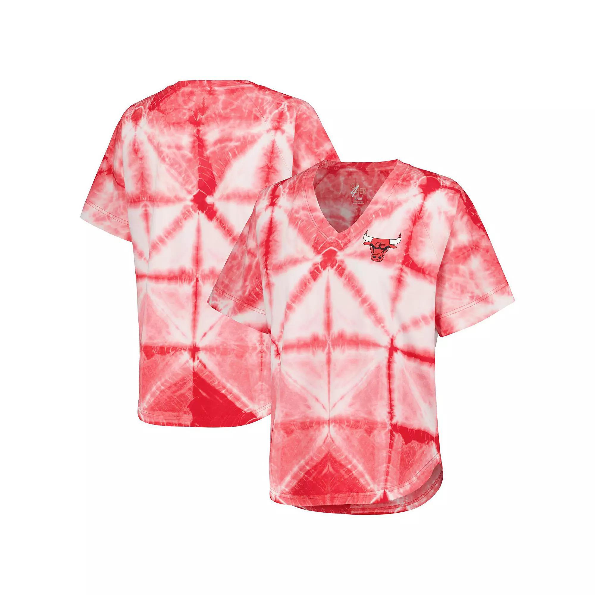Womens G-III 4Her by Carl Banks Chicago Bulls Tournament Raglan Oversized Tie-Dye V-Neck T-Shirt Product Image