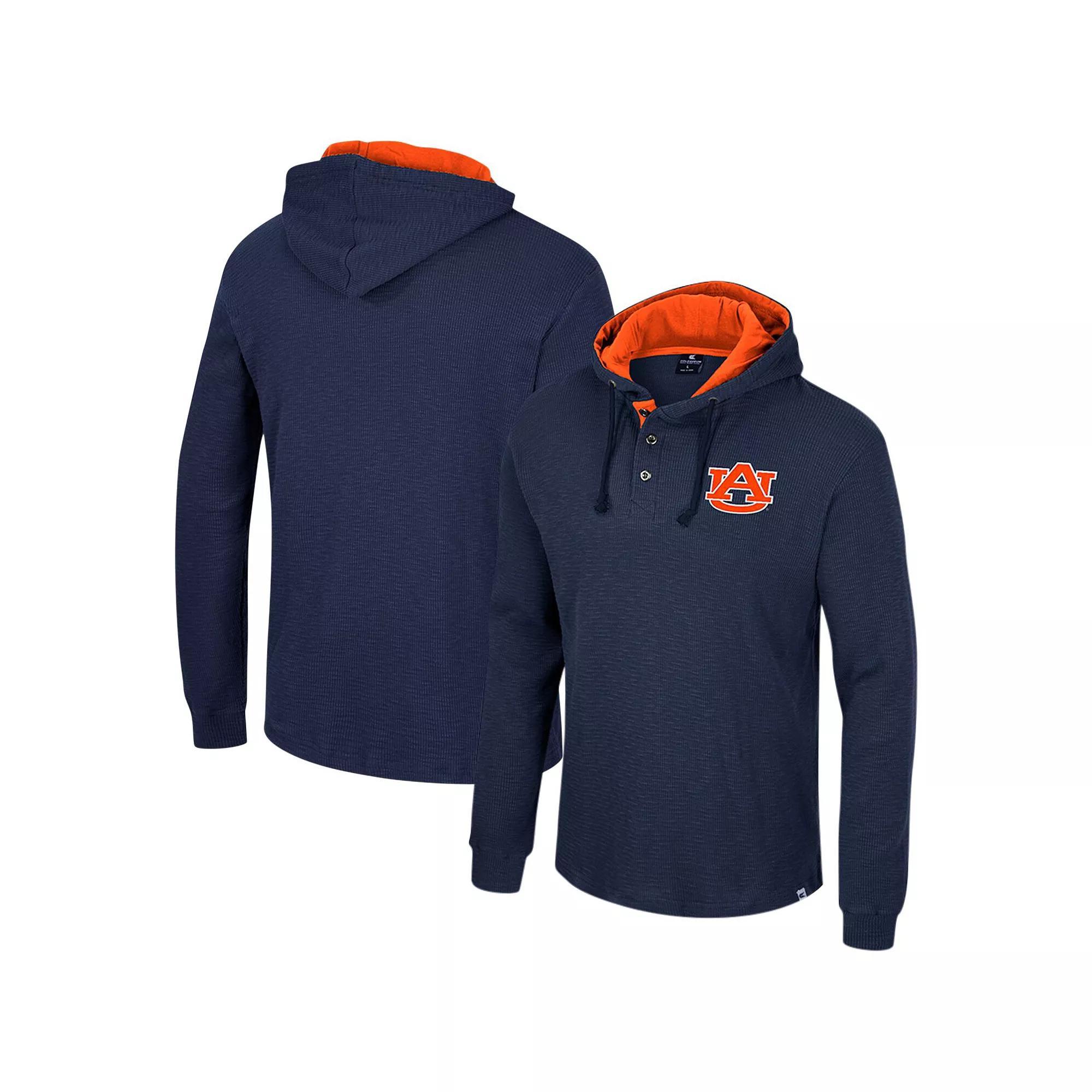 Men's Colosseum Navy Auburn Tigers Affirmative Thermal Hoodie Long Sleeve T-Shirt, Size: 2XL, Blue Product Image
