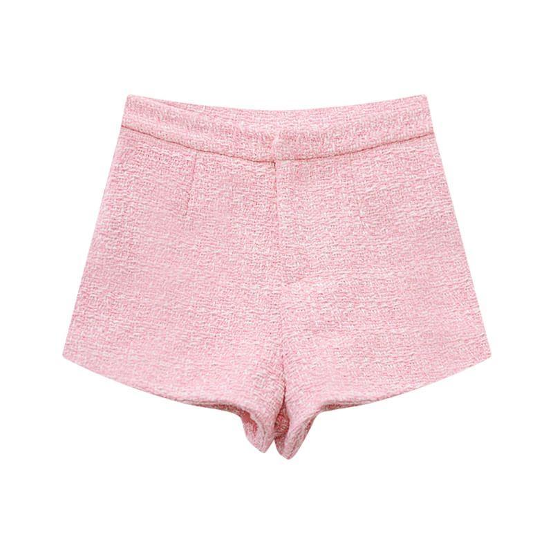 Tweed Button-Up Jacket / High Waist Shorts Product Image