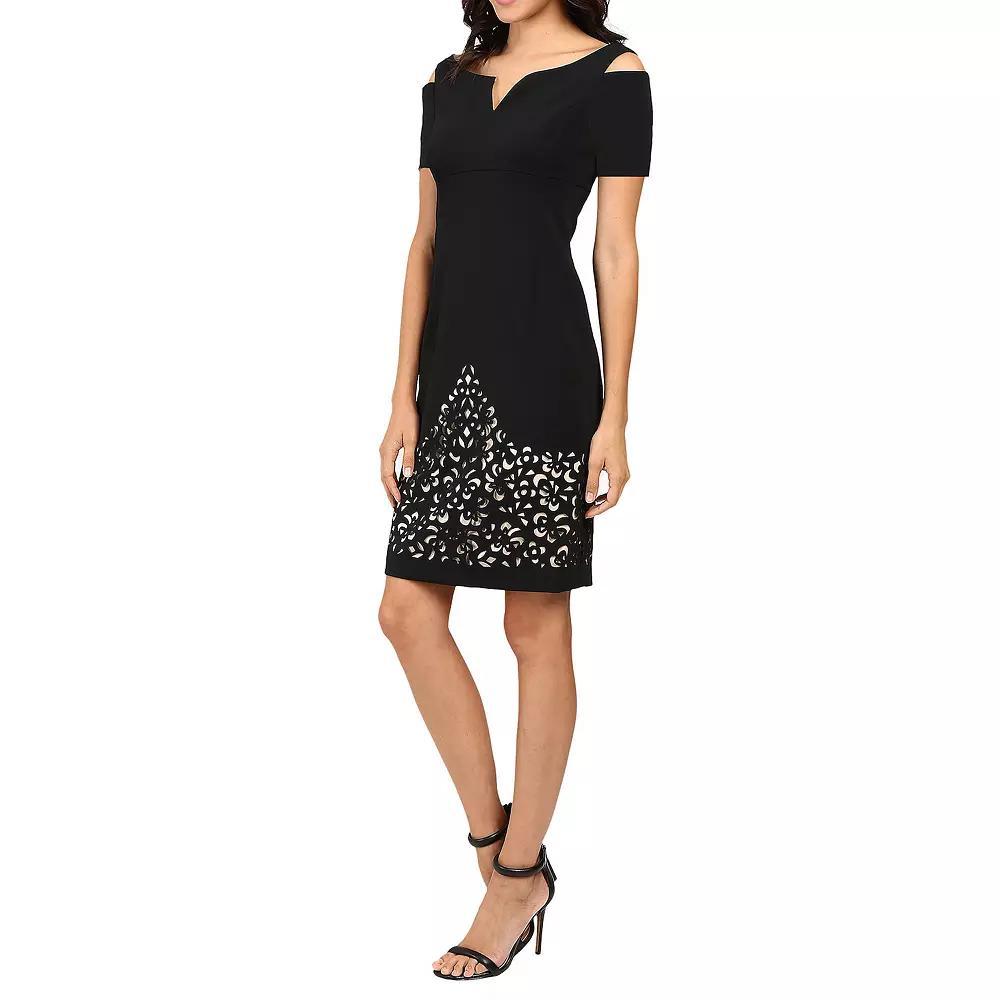 Women's Focus By Shani Cold Shoulder Cutout Sheath Dress, Size: 2, Black Nude Product Image