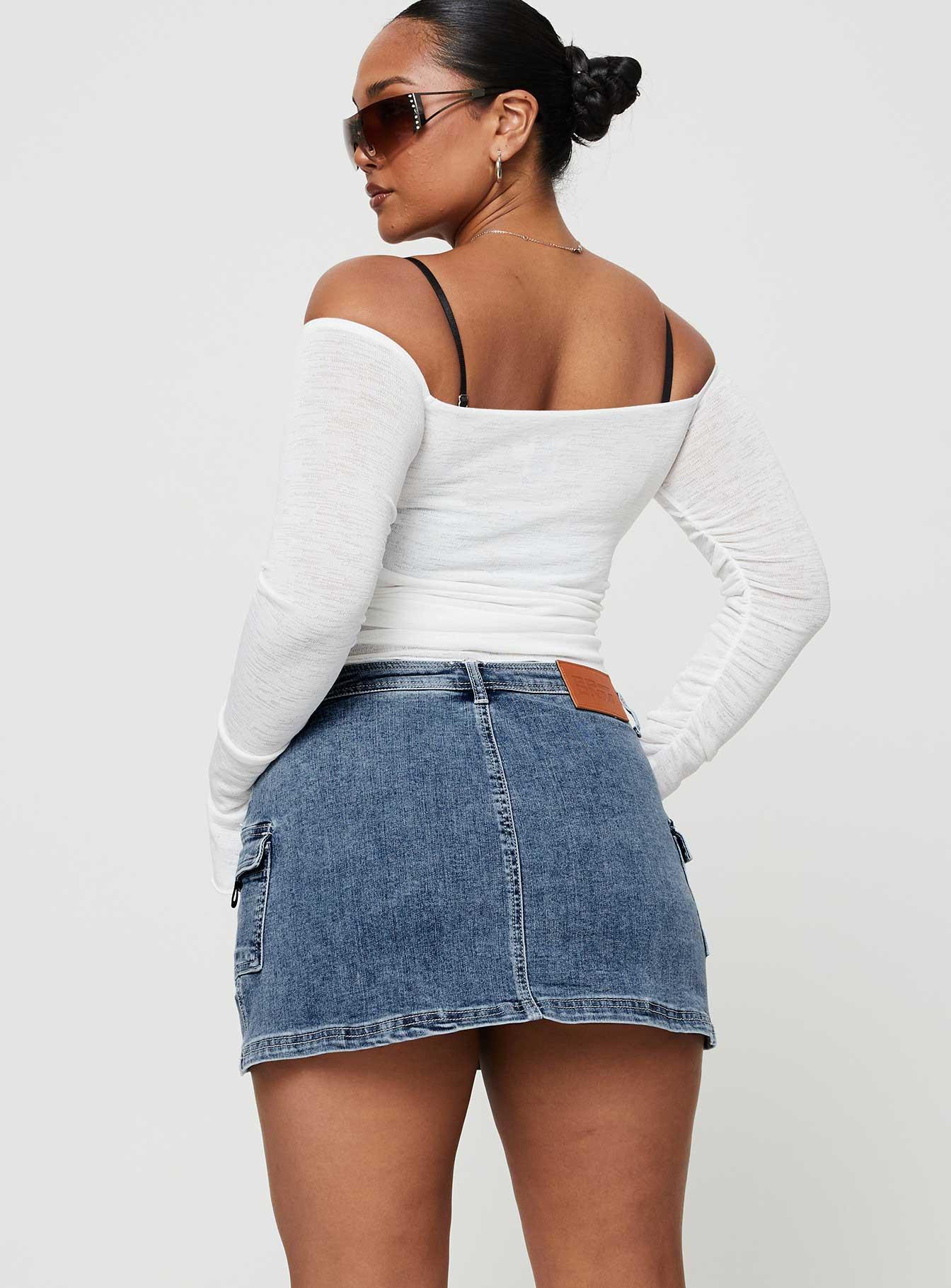 Grishea Low Rise Denim Skirt Product Image