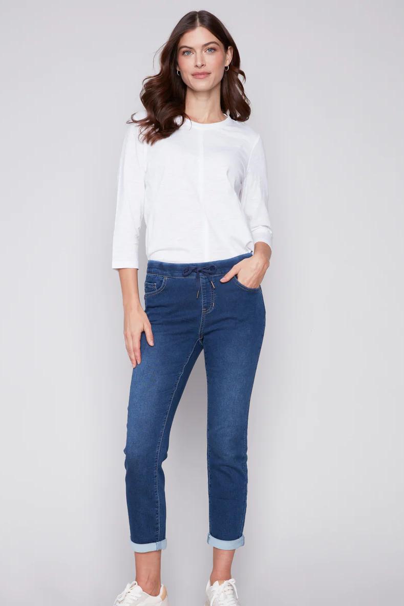 Knit Denim Jogger Pants Product Image