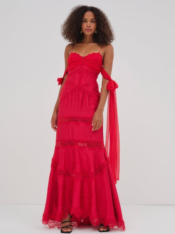 Rita Lace Gown — Red Product Image